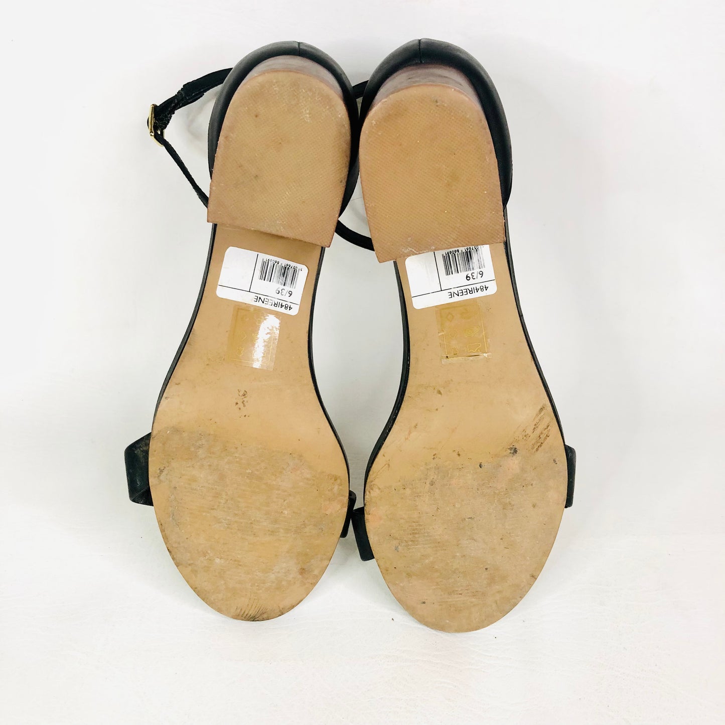 Steve Madden Irenee Black & Brown Leather Ankle Strap Open Toe Sandal Size 6 (39)