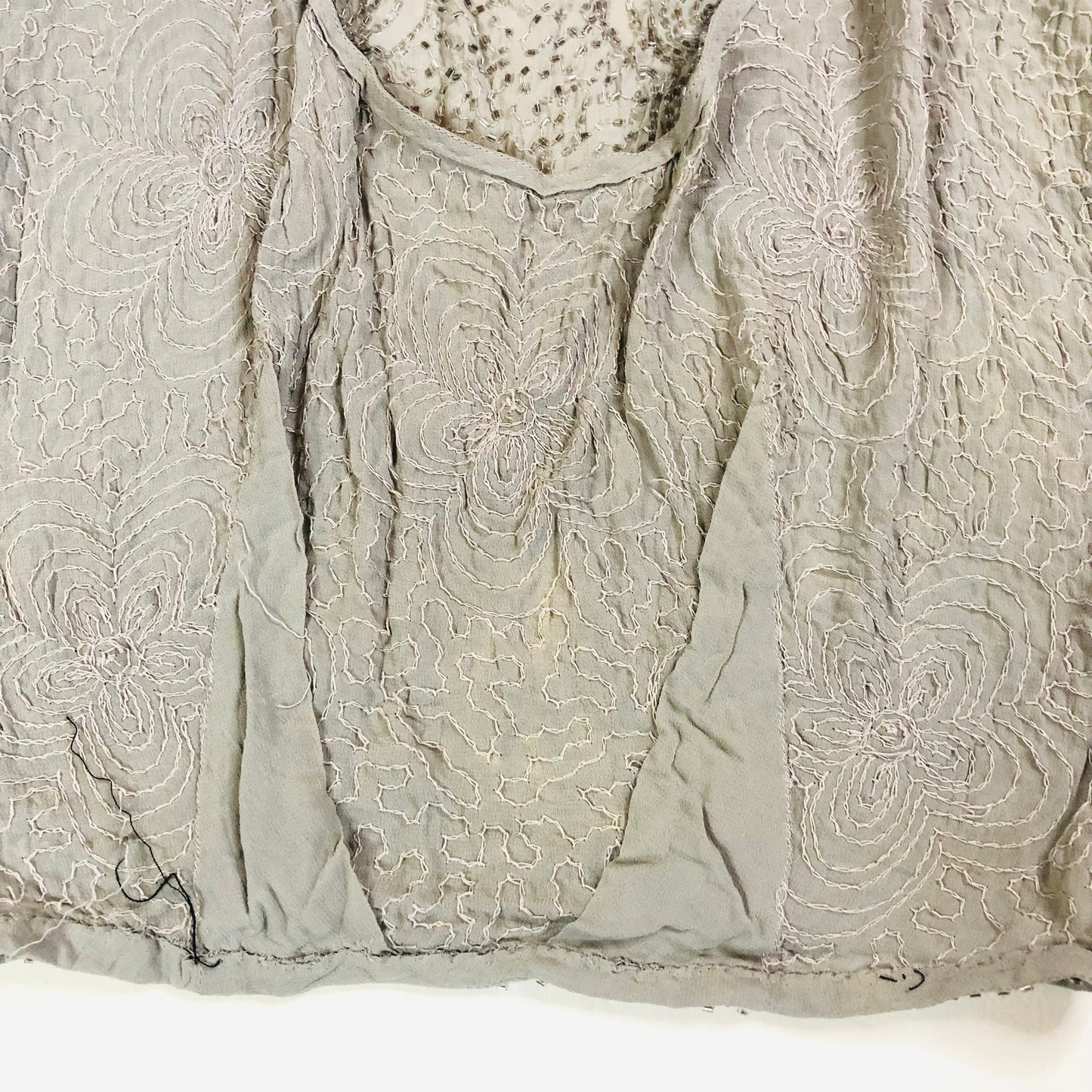Vintage 1960's Grey Silver Handmade Heavily Beaded Crop Top Size Small