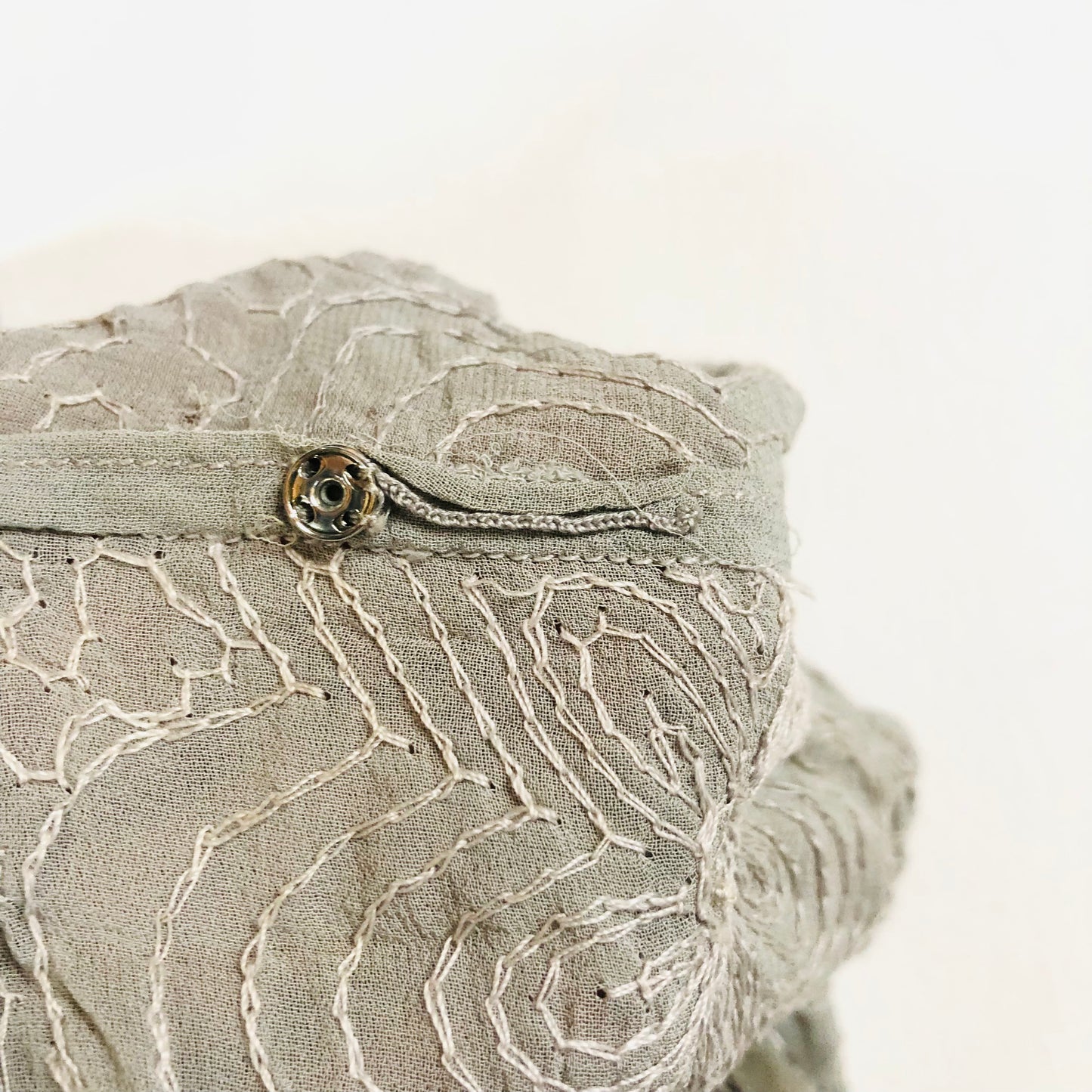 Vintage 1960's Grey Silver Handmade Heavily Beaded Crop Top Size Small
