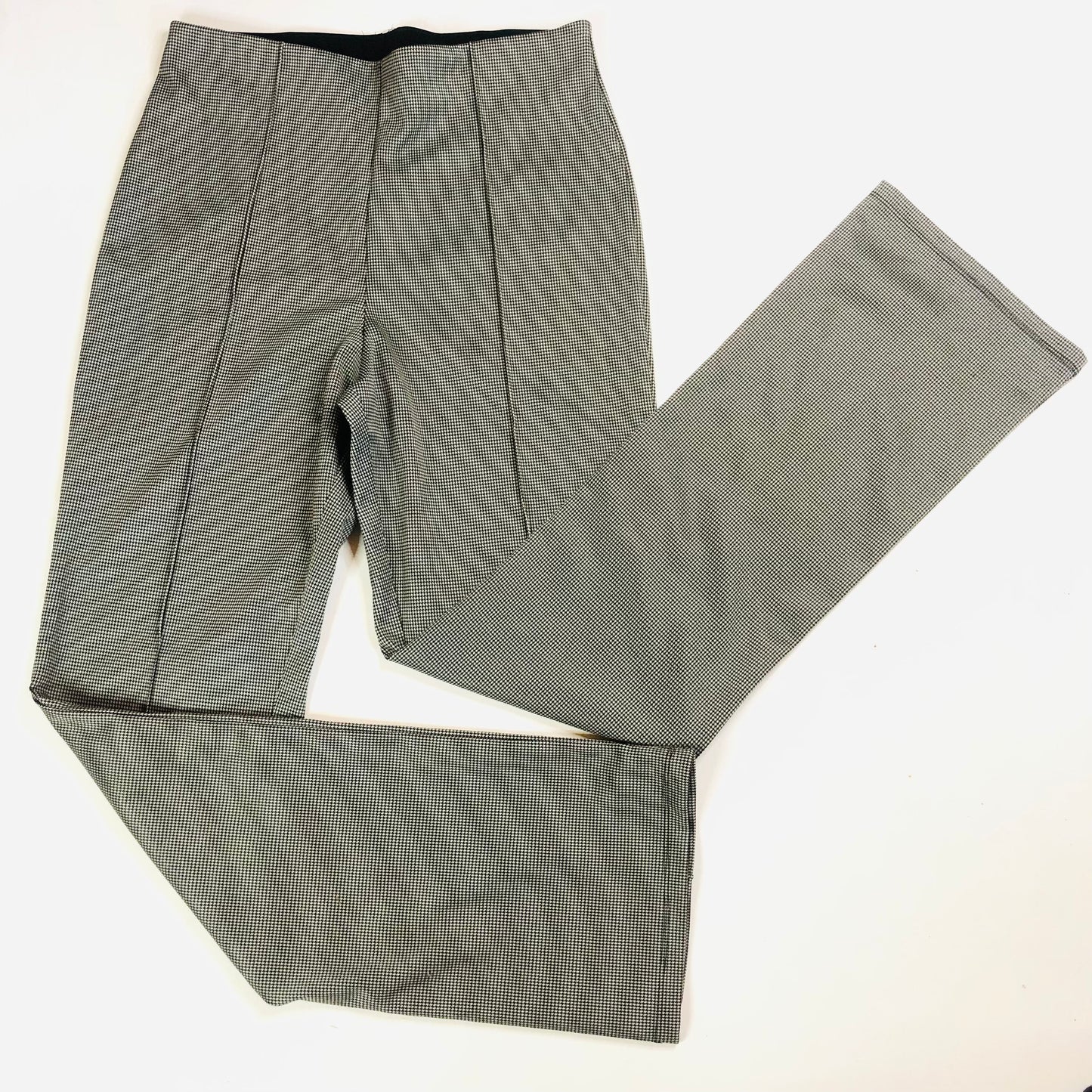 H&M Black & White Houndstooth Stretch Smart Front Pleat Trousers Size Medium NEW