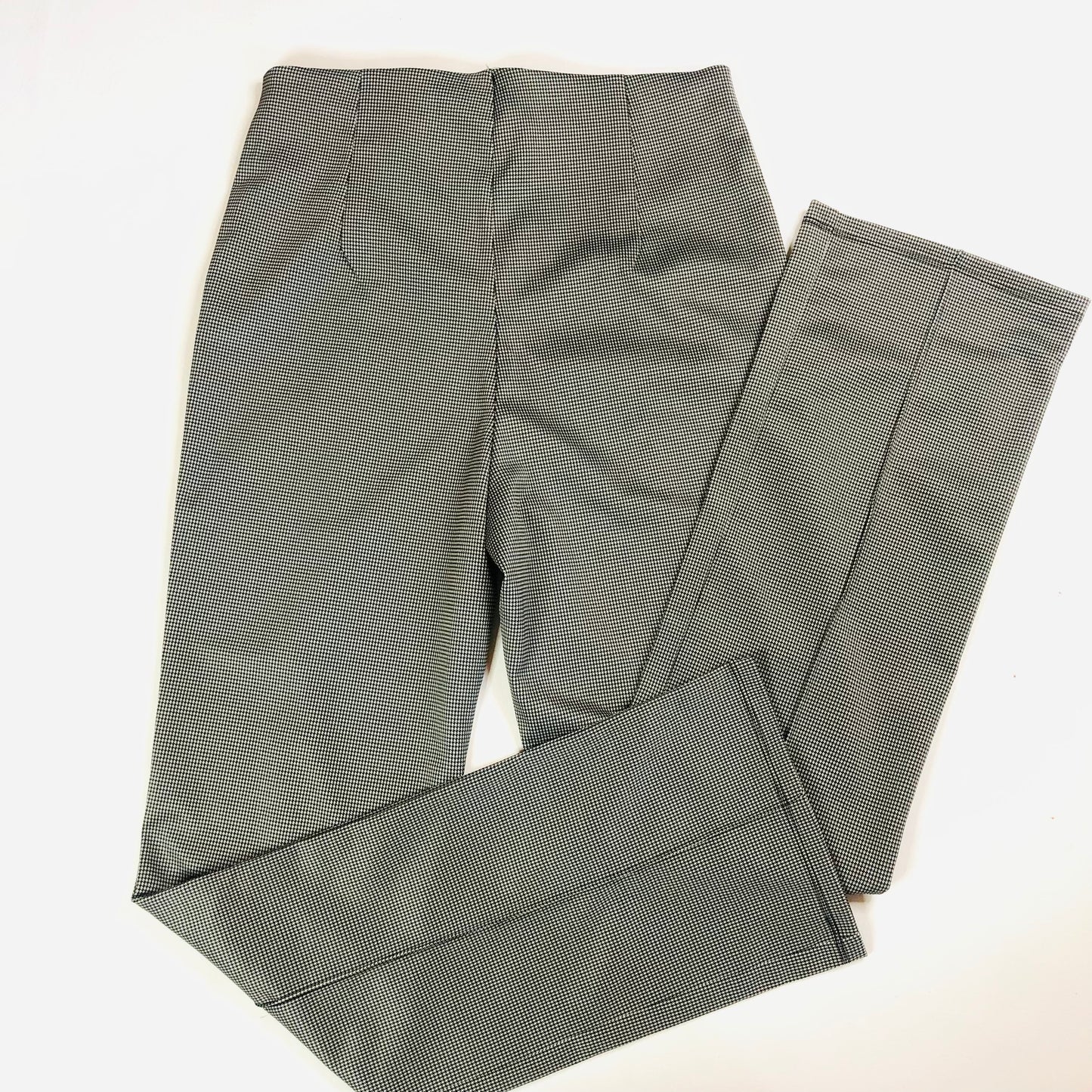 H&M Black & White Houndstooth Stretch Smart Front Pleat Trousers Size Medium NEW