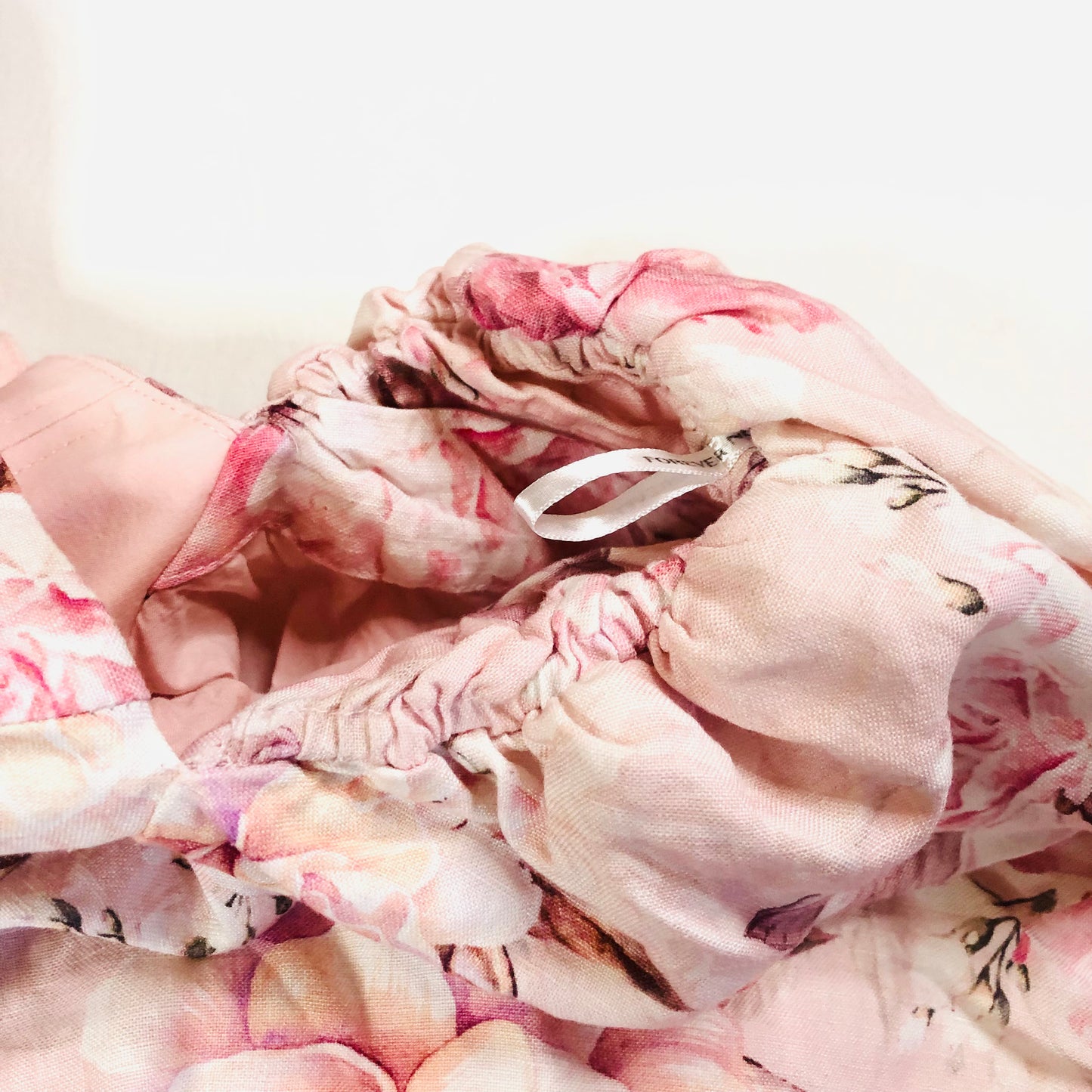 Forever New Puff Sleeve Pink Floral Linen Blend Mini Dress with Belt Size UK 6
