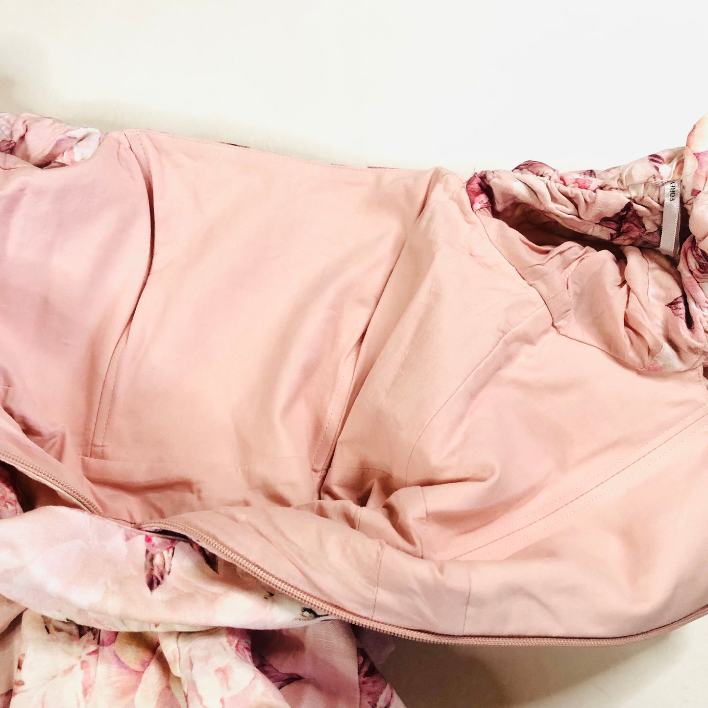 Forever New Puff Sleeve Pink Floral Linen Blend Mini Dress with Belt Size UK 6