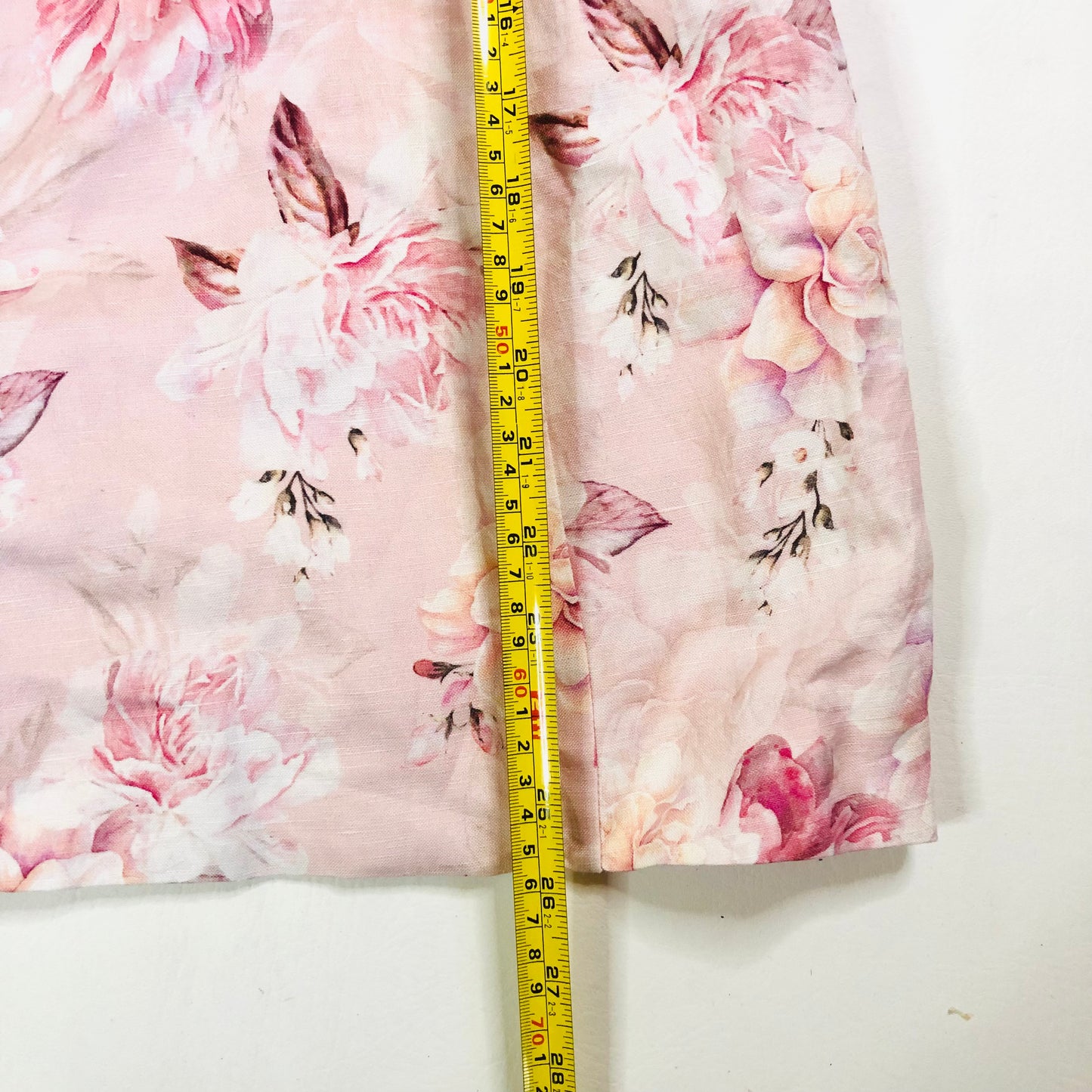 Forever New Puff Sleeve Pink Floral Linen Blend Mini Dress with Belt Size UK 6