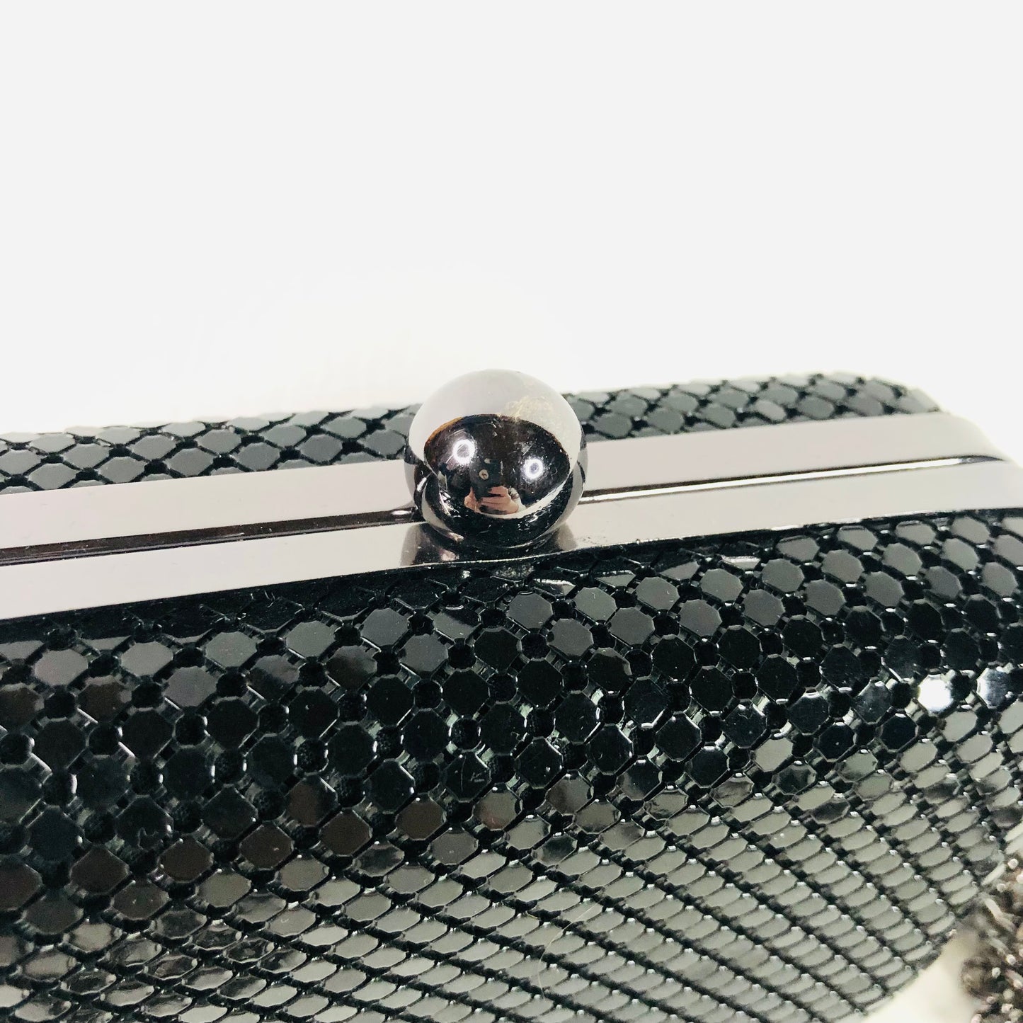 Atmosphere Black Hard Case sparkly evening shoulder Clutch Bag Chain Mail 5.5” X 3.5” X 2”