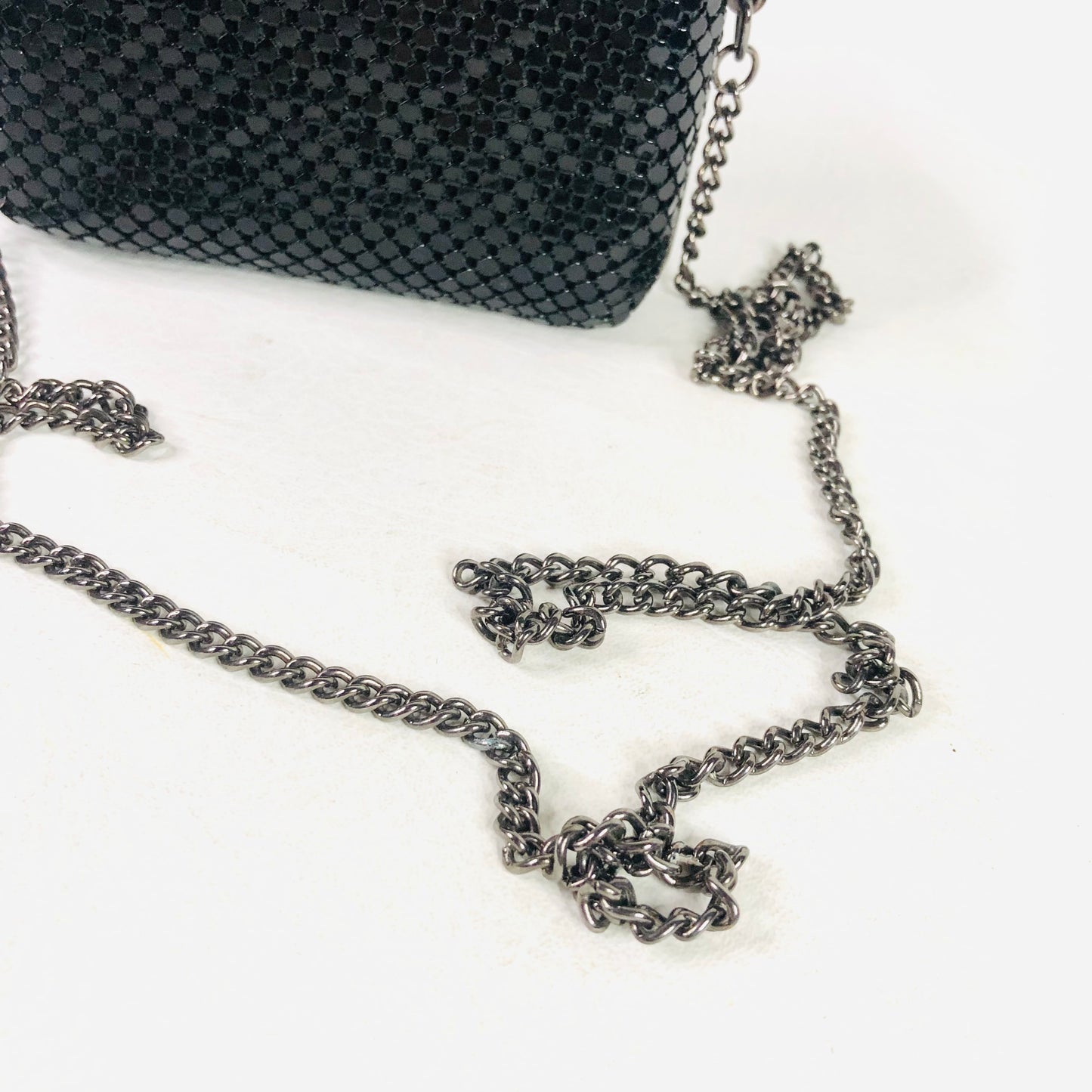 Atmosphere Black Hard Case sparkly evening shoulder Clutch Bag Chain Mail 5.5” X 3.5” X 2”