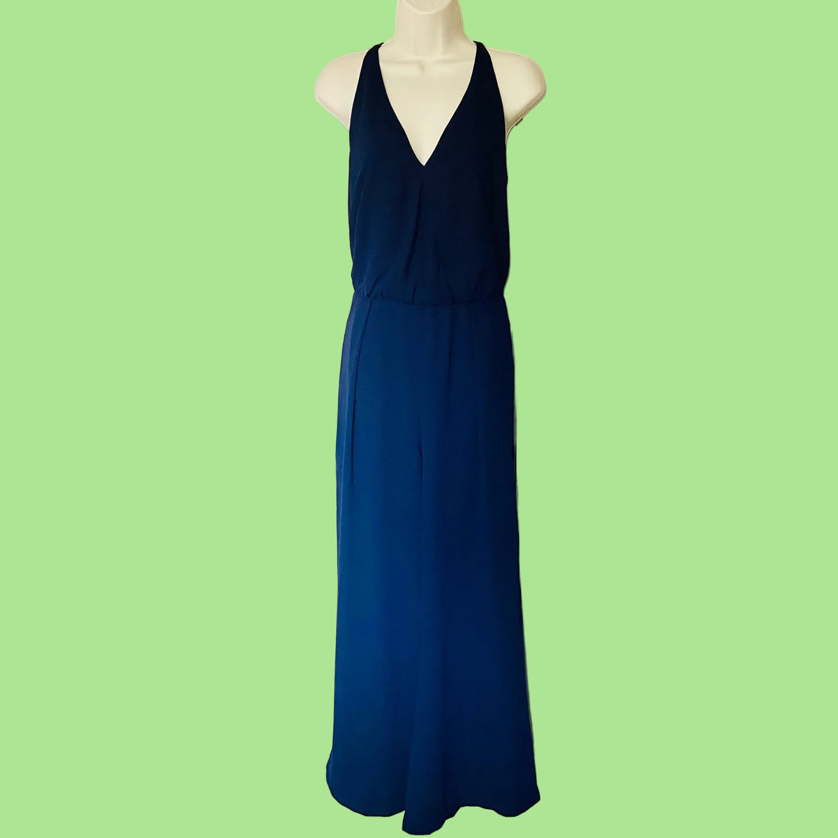 Roman | Navy Blue | Wide Leg Halterneck Back Detail Jumpsuit | Size 12 | 70s Revival