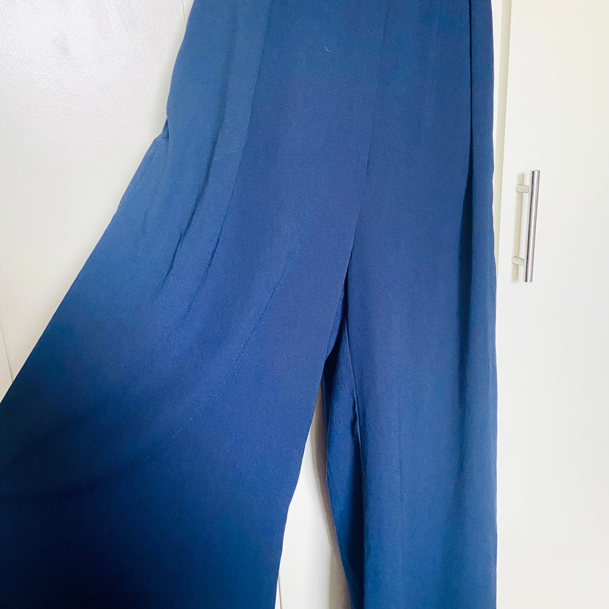 Roman | Navy Blue | Wide Leg Halterneck Back Detail Jumpsuit | Size 12 | 70s Revival