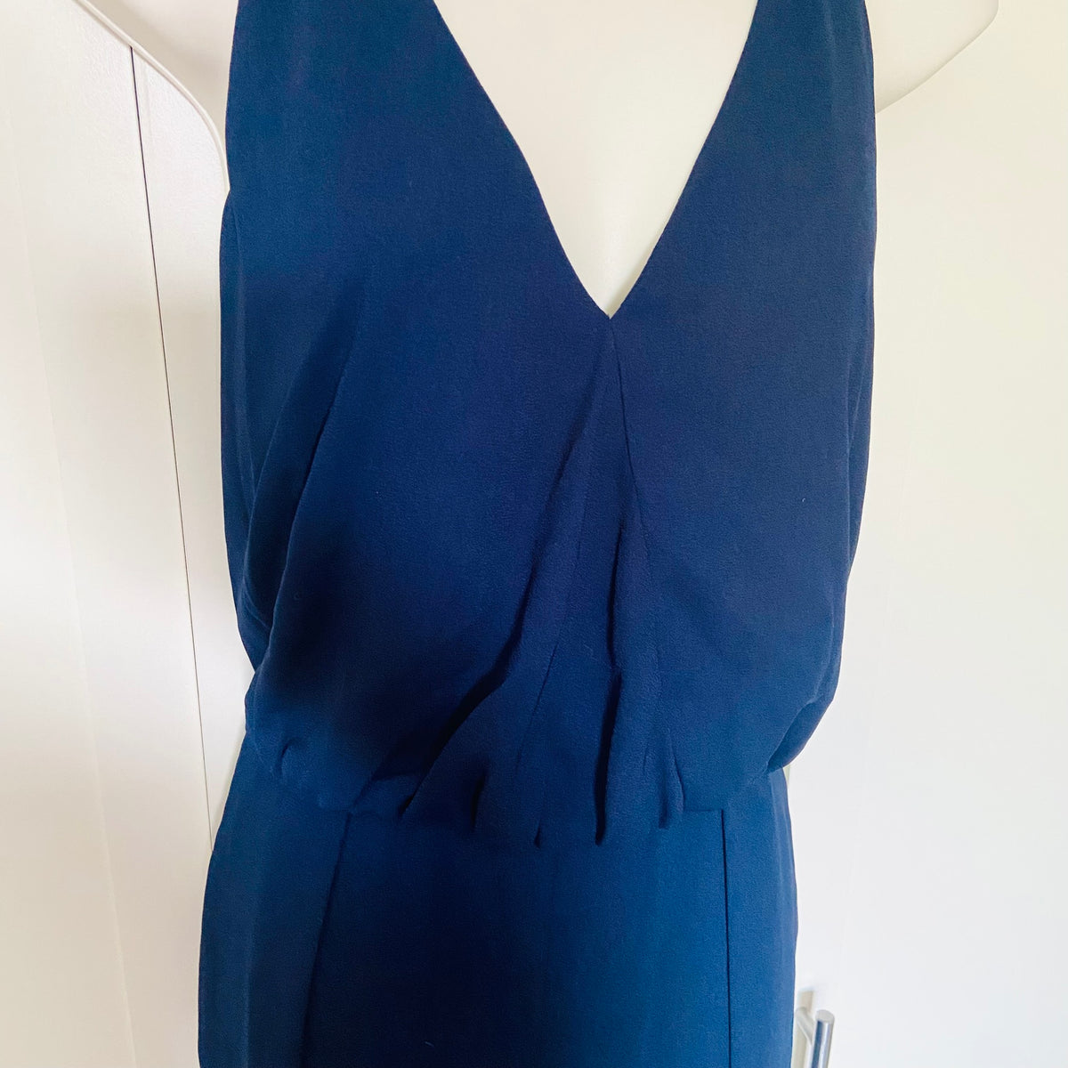 Roman | Navy Blue | Wide Leg Halterneck Back Detail Jumpsuit | Size 12 | 70s Revival