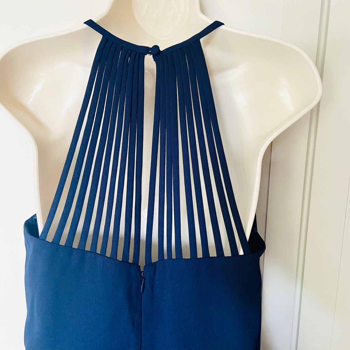 Roman | Navy Blue | Wide Leg Halterneck Back Detail Jumpsuit | Size 12 | 70s Revival