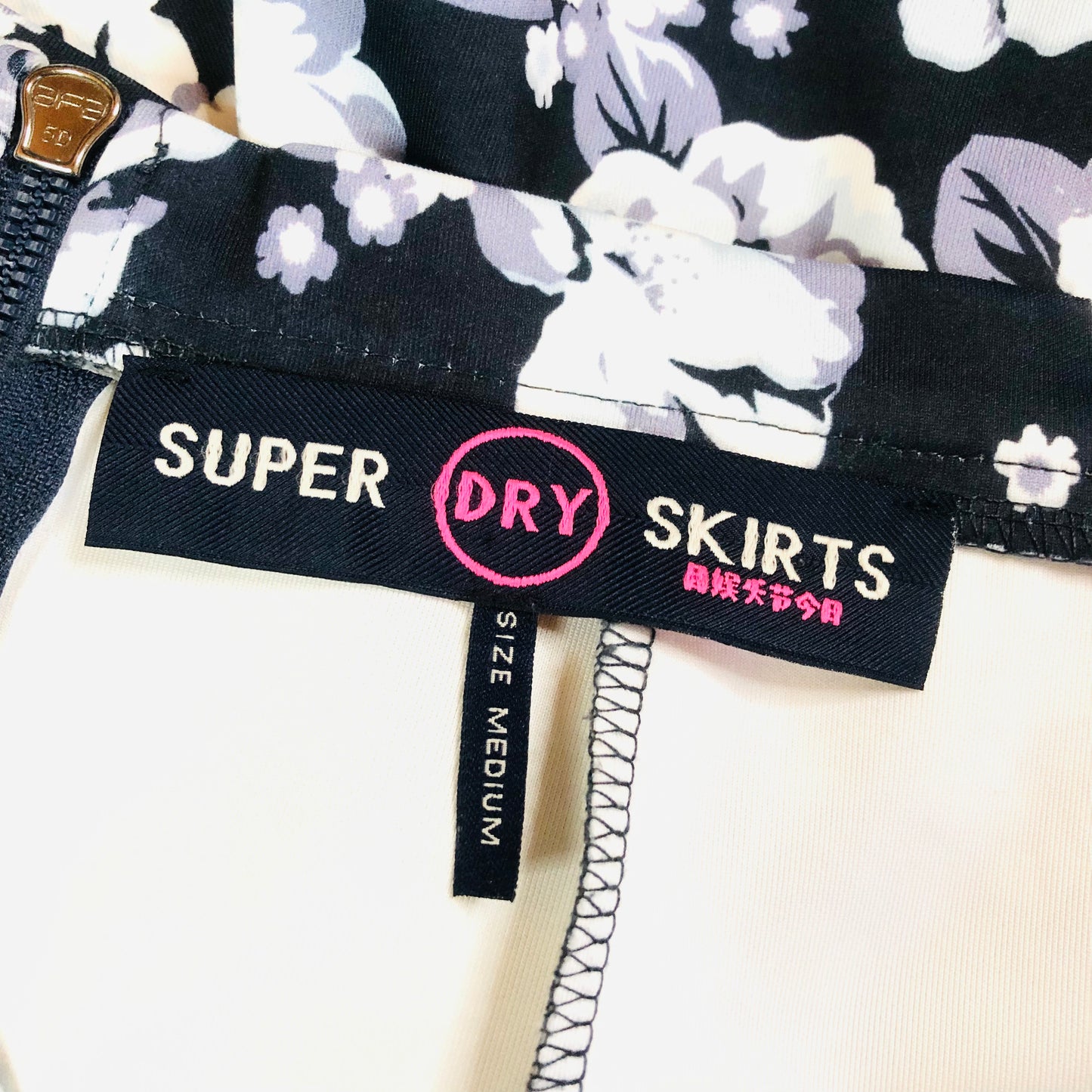 Superdry Navy Blue Floral Scuba Skater Mini Skirt Size Medium (UK 10)