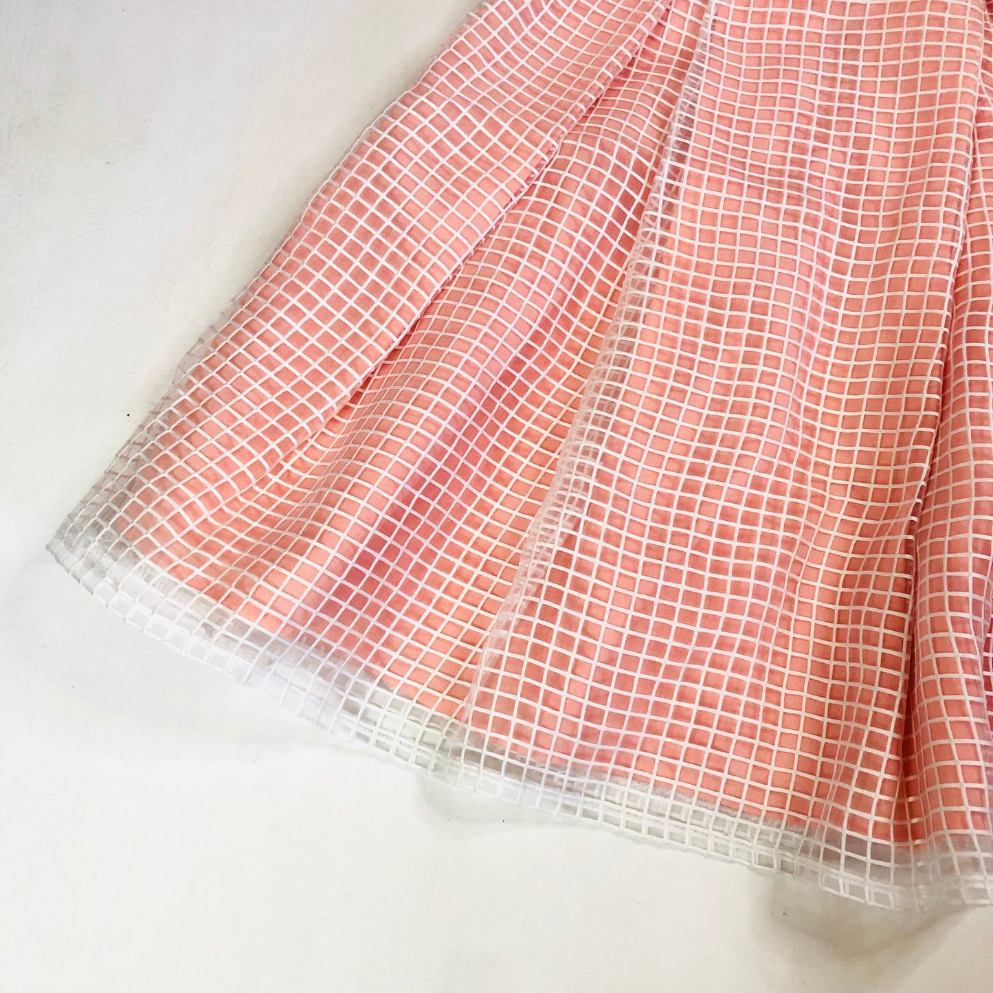 Marks & Spencer Petit Peach White Pleated Lined Skater Knee Length Skirt Size 10