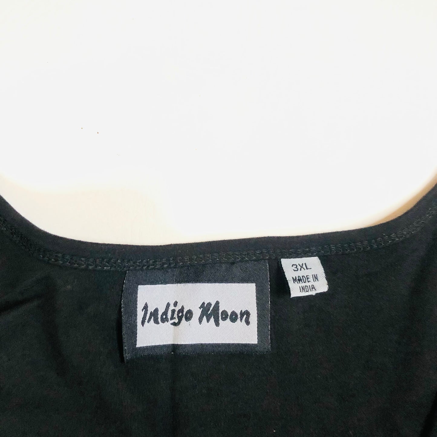 Indigo Moon Ladies Black 3/4 Sleeve Top With Green Beaded Neckline Size 3XL