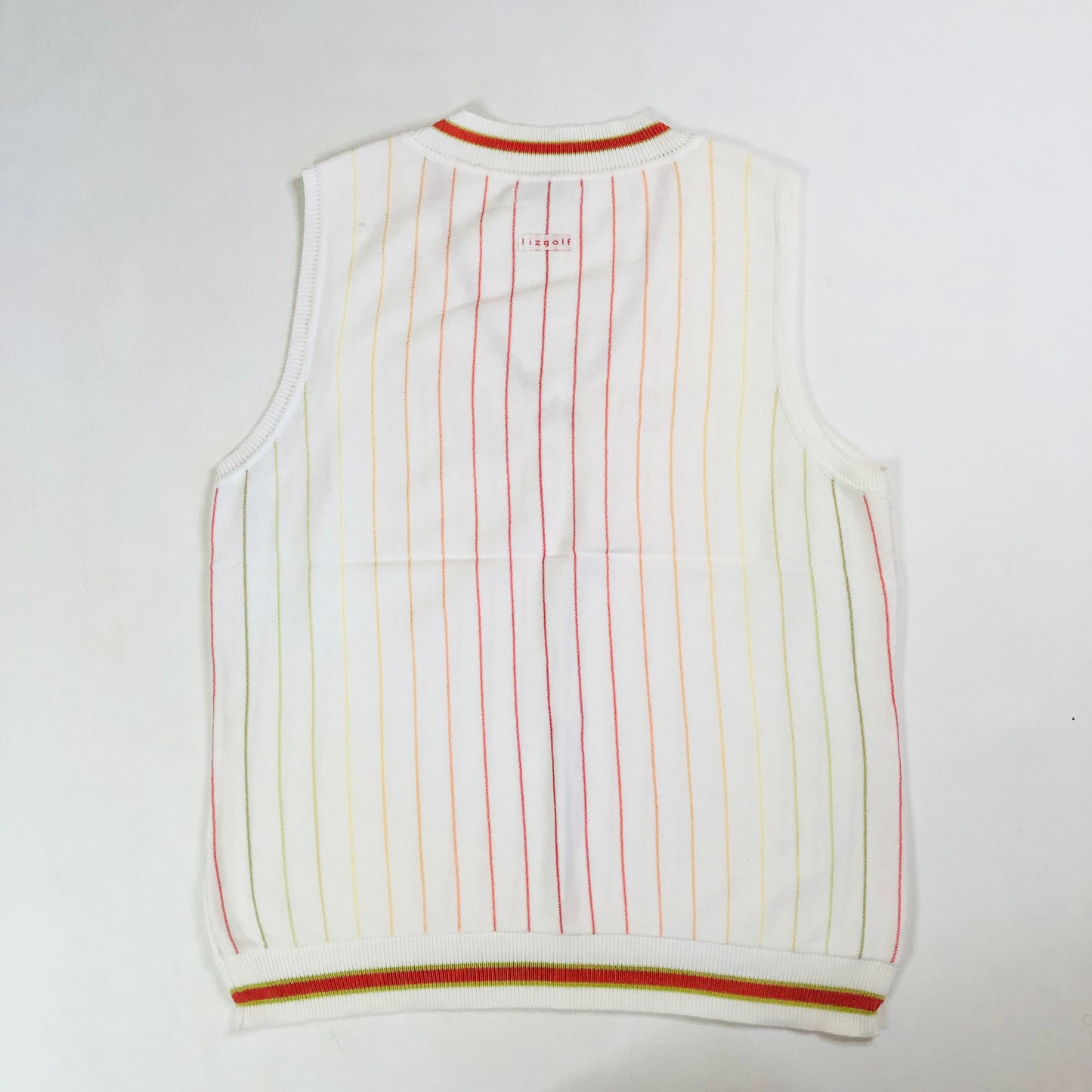 LizGolf Clairborne White & Orange Striped Sleeveless Golf Knit Vest Size 12/14
