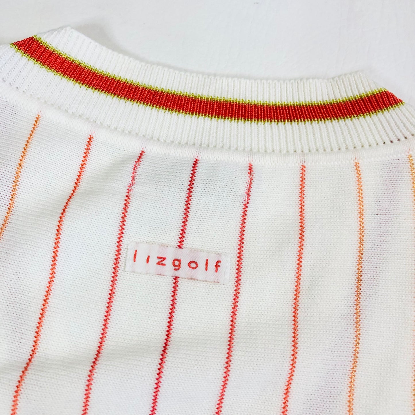 LizGolf Clairborne White & Orange Striped Sleeveless Golf Knit Vest Size 12/14
