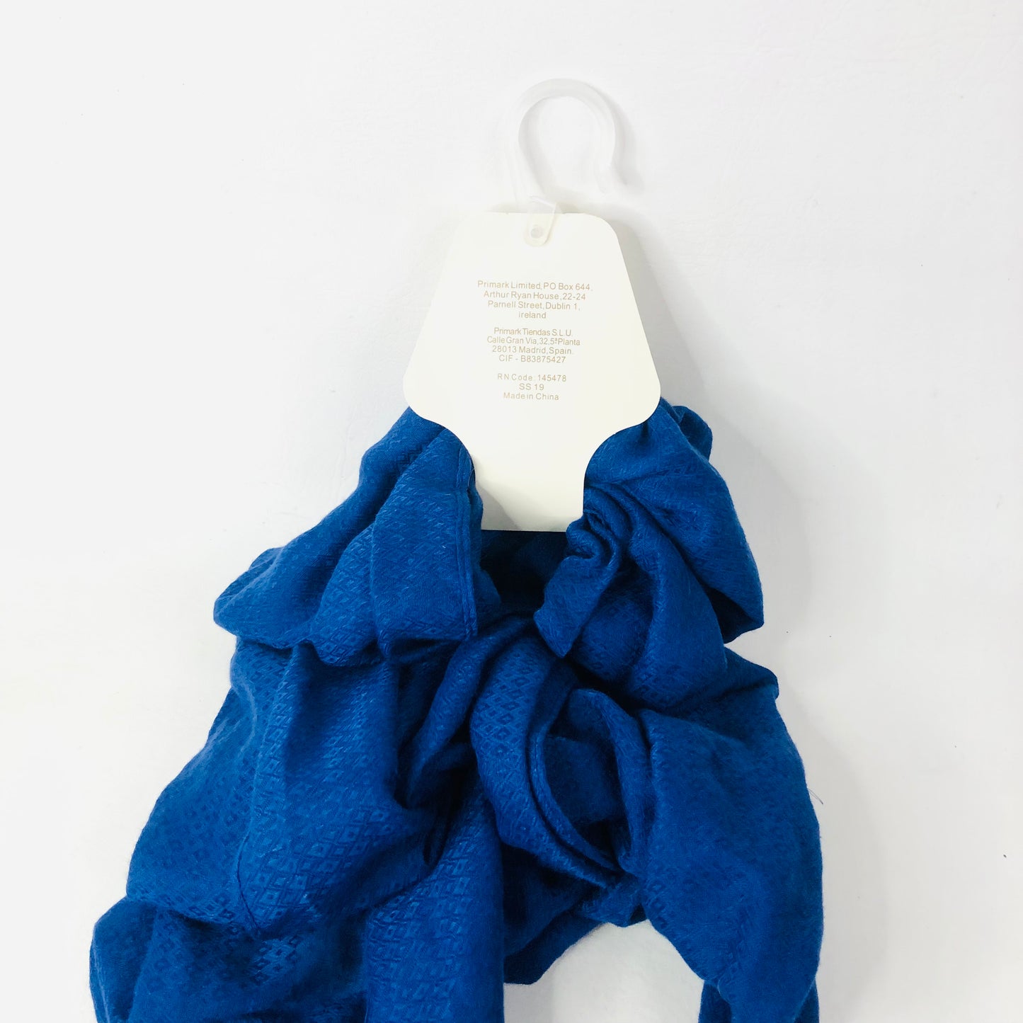 Primark Royal Blue Scarf Textured Diamond Pattern Head Scarf Hijab One Size - NEW