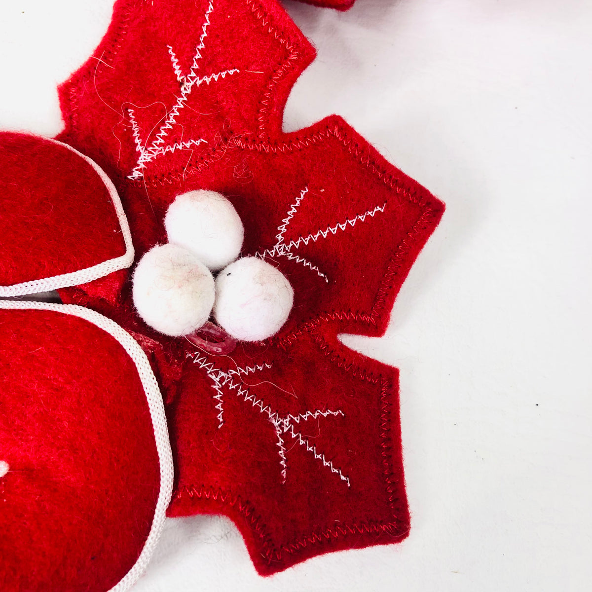 Vintage Style Merry Christmas Fabric Garland - Red Gingham, Angels Bunting