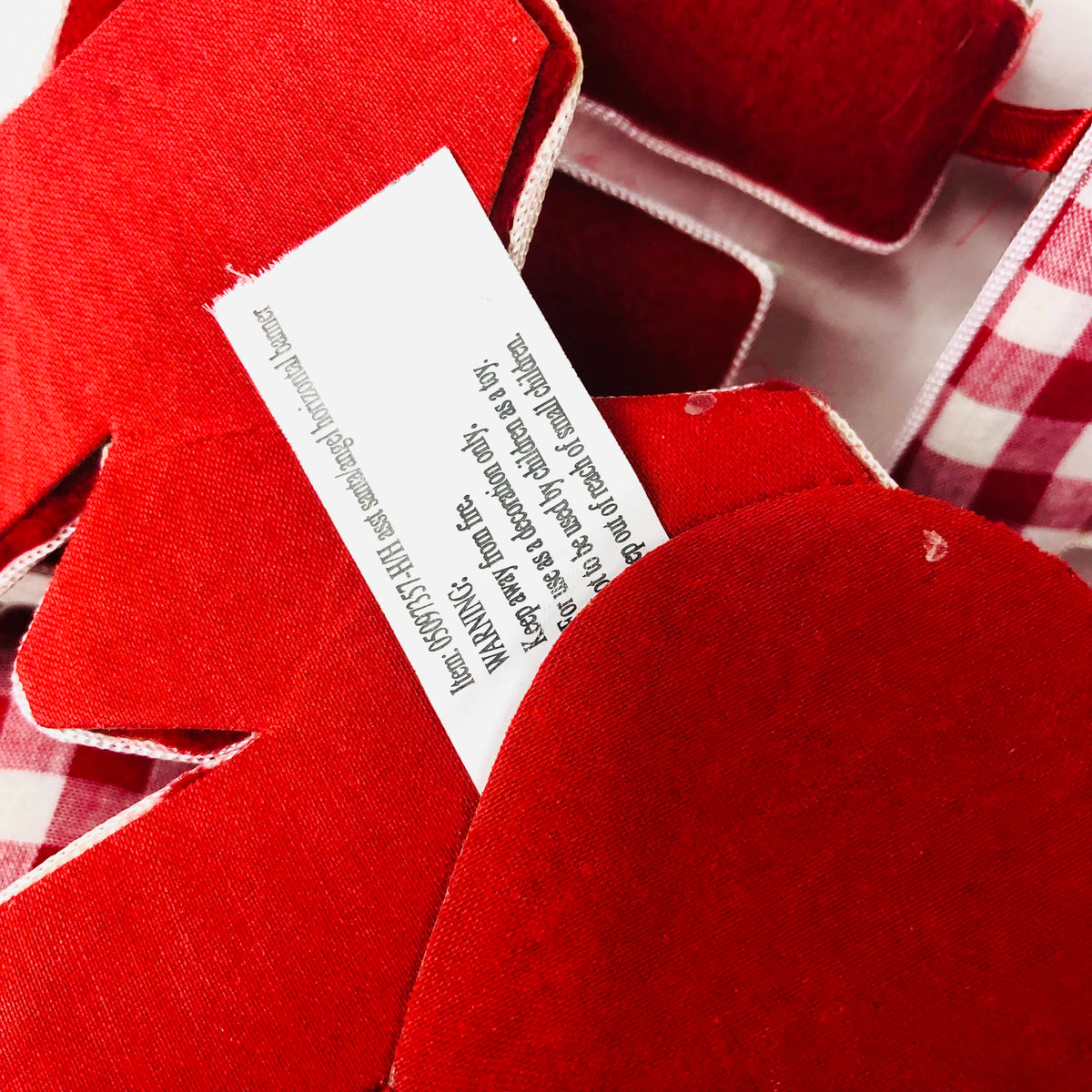 Vintage Style Merry Christmas Fabric Garland - Red Gingham, Angels Bunting