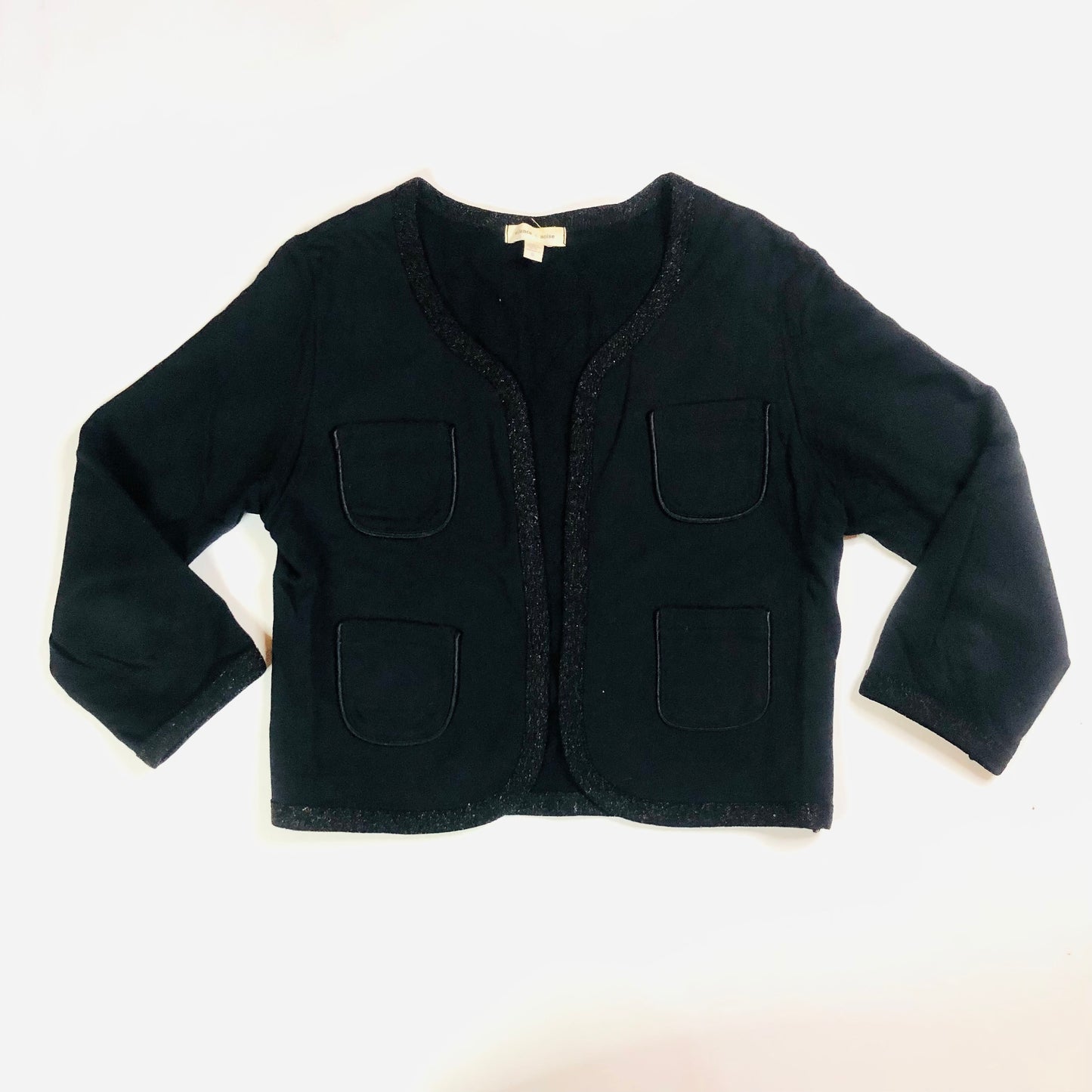 Silence + Noise Y2K Black Boxy Short Cardigan Jacket with Sparkle Trim  Size S