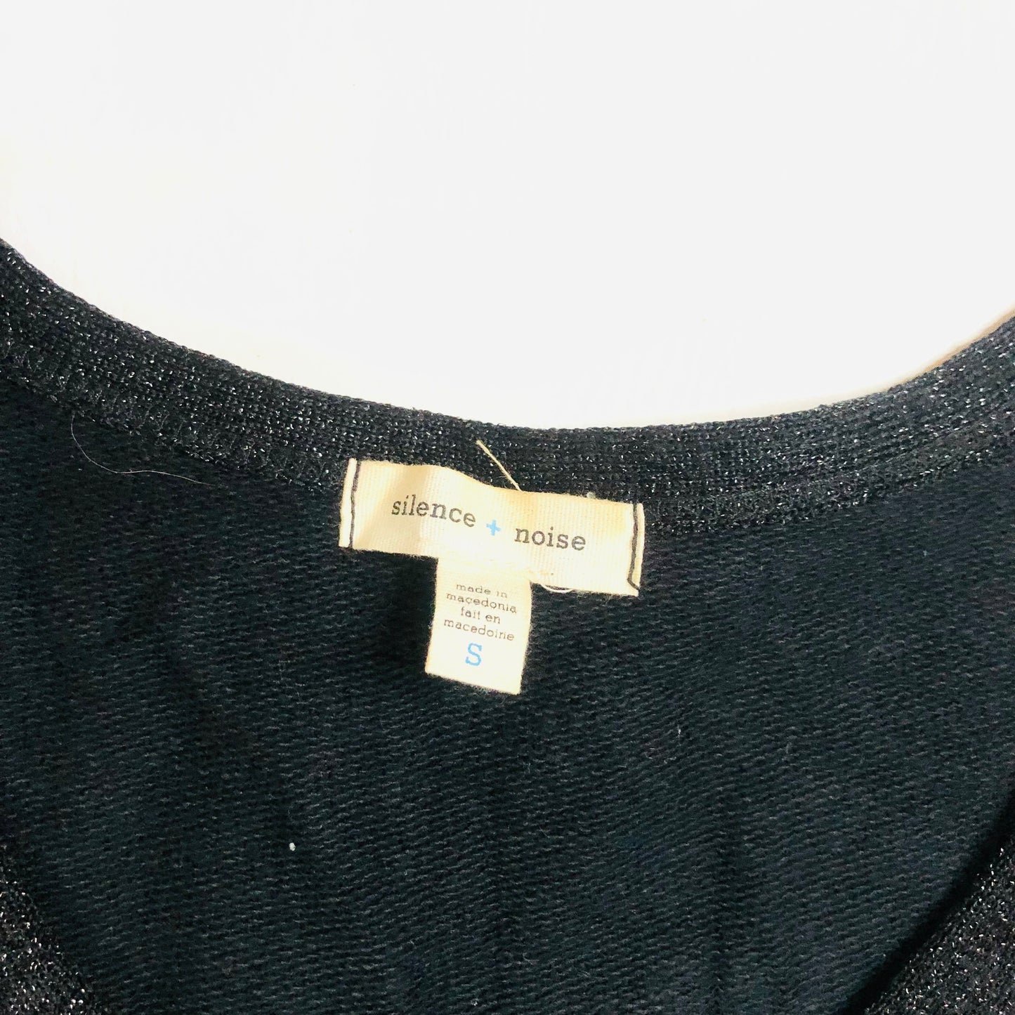 Silence + Noise Y2K Black Boxy Short Cardigan Jacket with Sparkle Trim  Size S