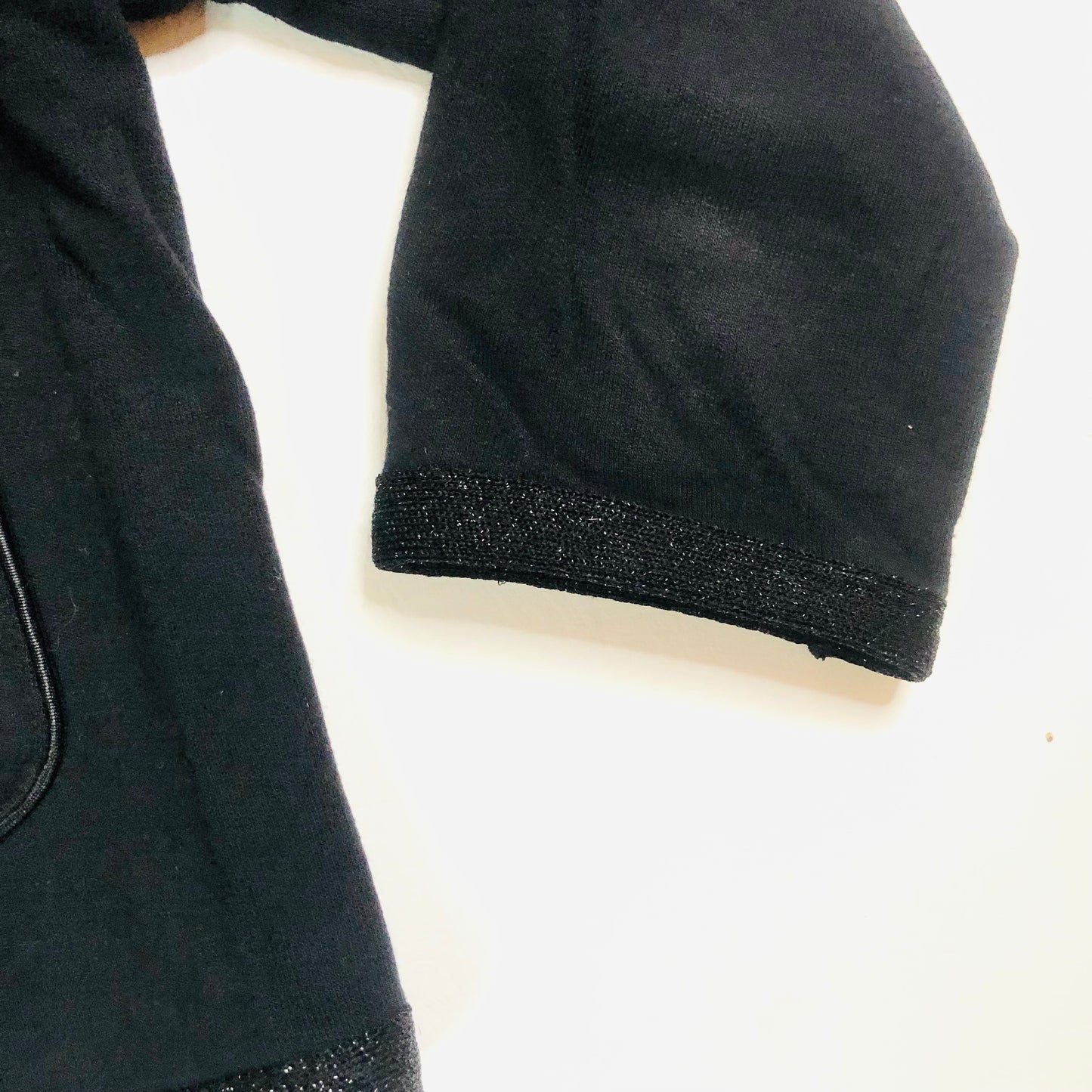Silence + Noise Y2K Black Boxy Short Cardigan Jacket with Sparkle Trim  Size S
