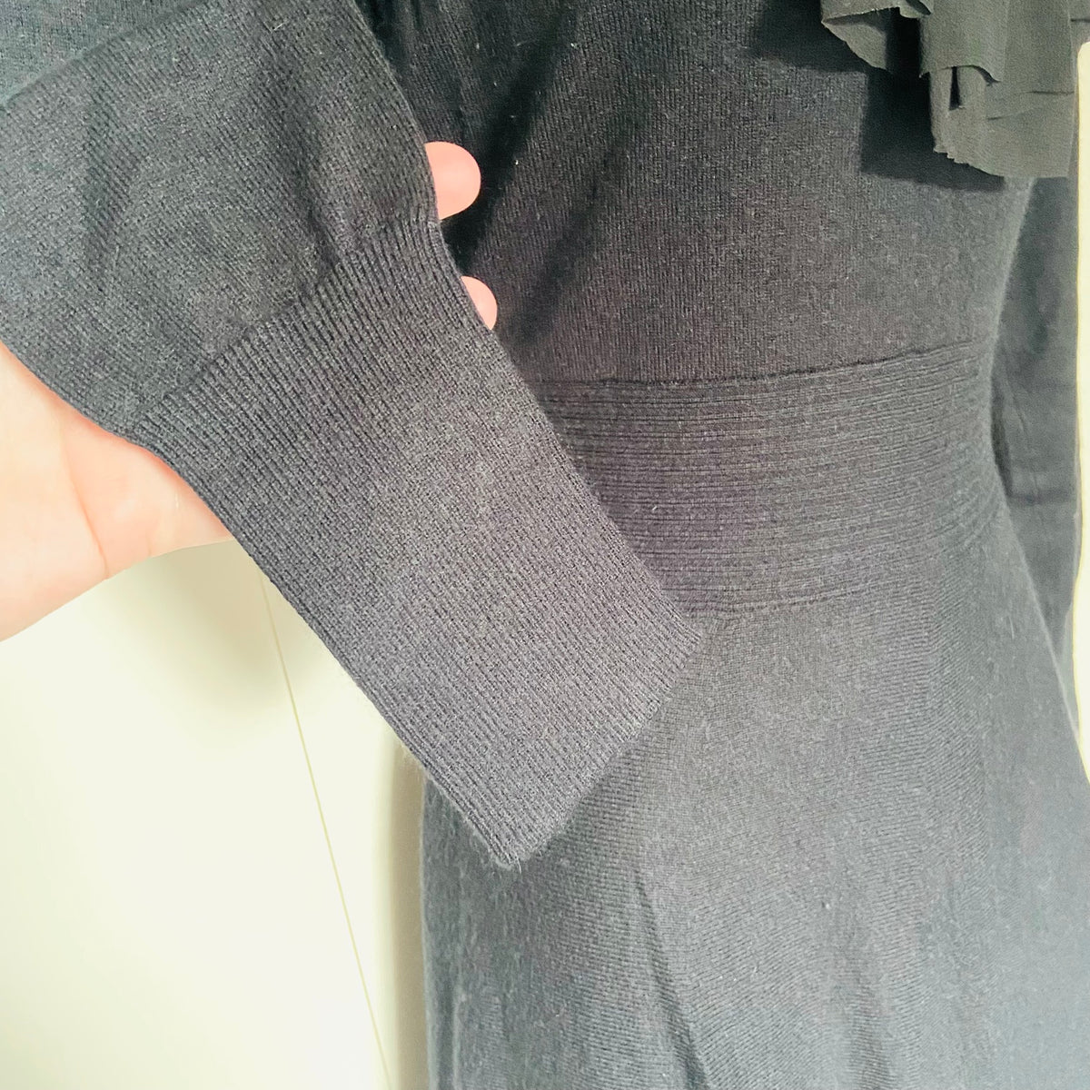 Belle by Oasis | Black | Fine Knit Skater Dress With Ruffle | Size Small | Y2K Coquette | 3D Rosette