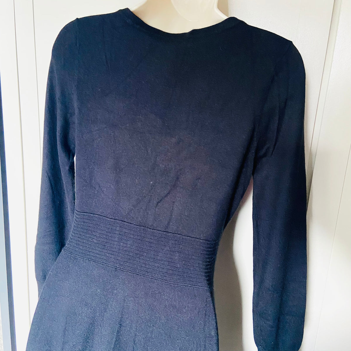 Belle by Oasis | Black | Fine Knit Skater Dress With Ruffle | Size Small | Y2K Coquette | 3D Rosette
