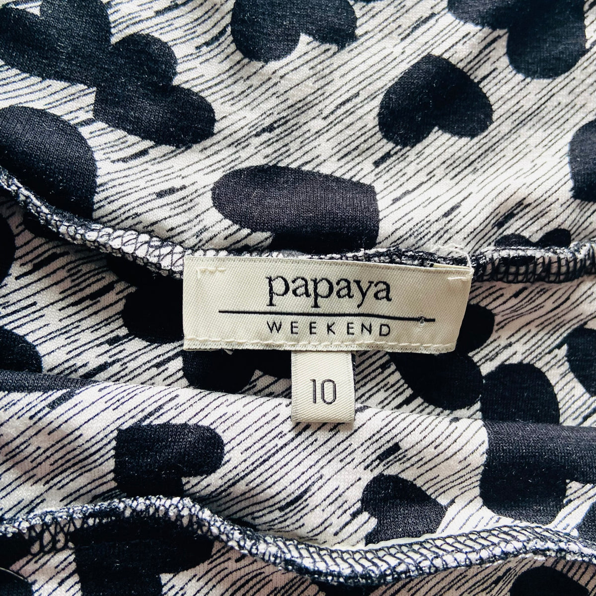 Weekend by Papaya | Black & Grey | Heart Print Midi Length Wiggle Pencil Stretch Skirt | Size 10 | Y2K