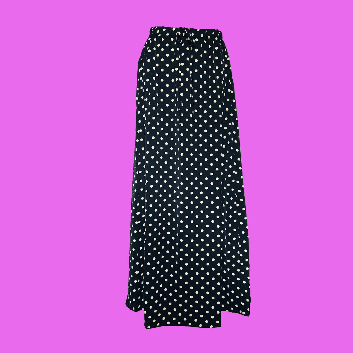 Brave Soul | Black & Cream | Polka Dot Fluid Maxi Skirt | Size XS | NEW | Boho Minimalist | Indie