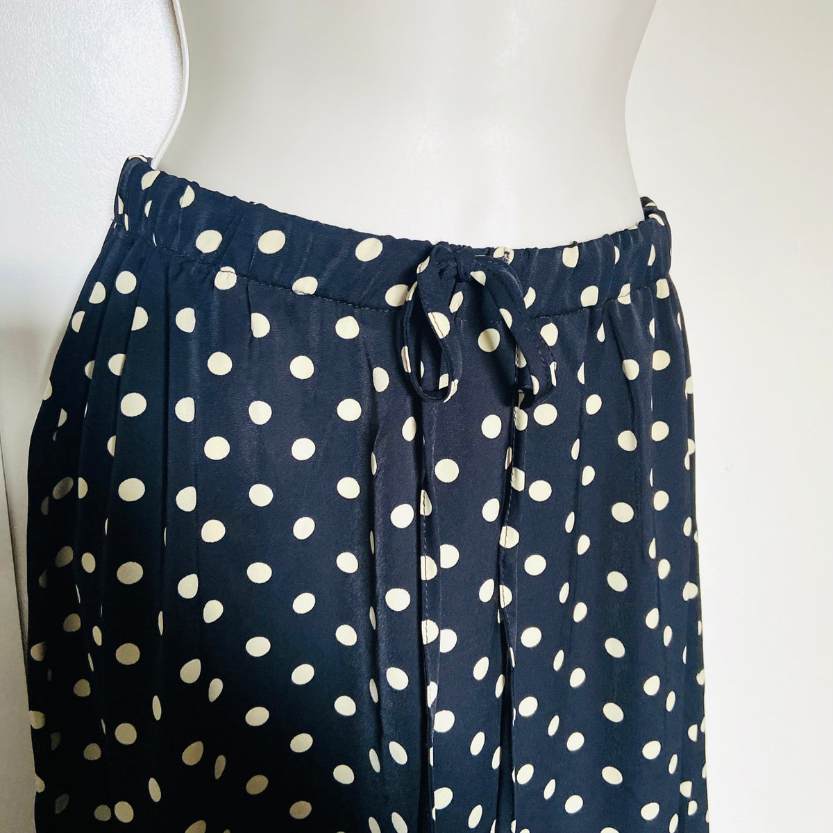 Brave Soul | Black & Cream | Polka Dot Fluid Maxi Skirt | Size XS | NEW | Boho Minimalist | Indie