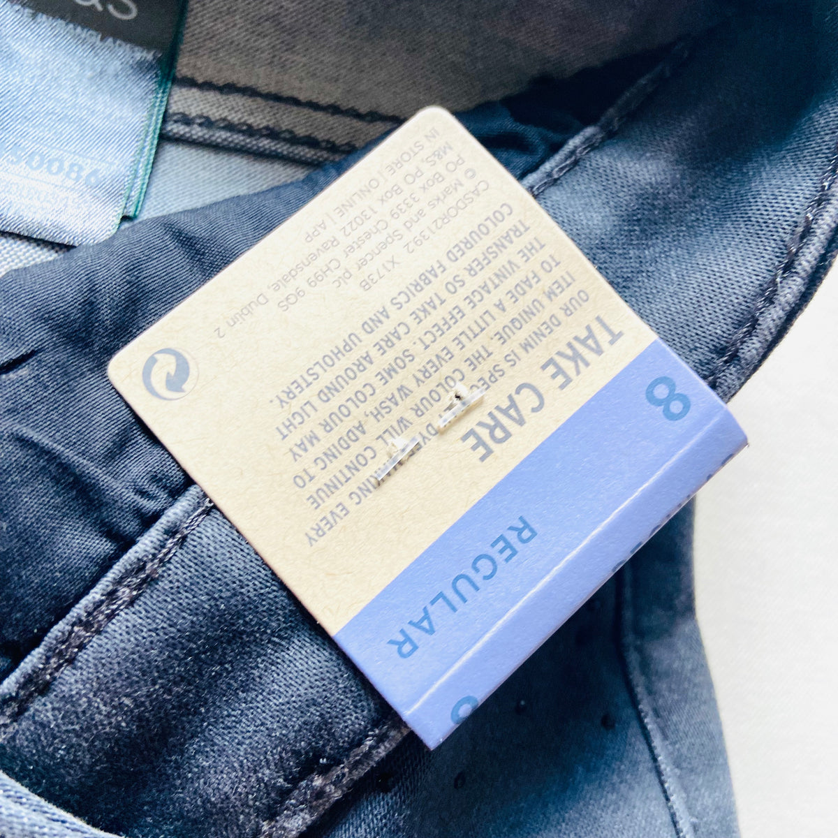 Per Una (Marks & Spencer) | High Waisted Grey Stretch Straight Leg Jeans | Gem Embellished | Size 8 | New
