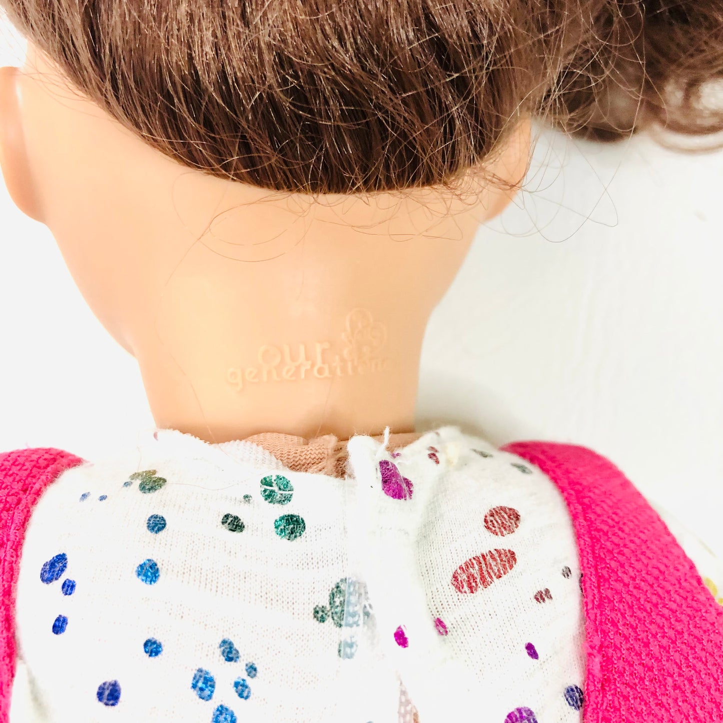 Our Generation 18" Doll Splash of Fun Pink Overalls Outfit W/ T-shirt & Shoes Brunette (Brown) Hair