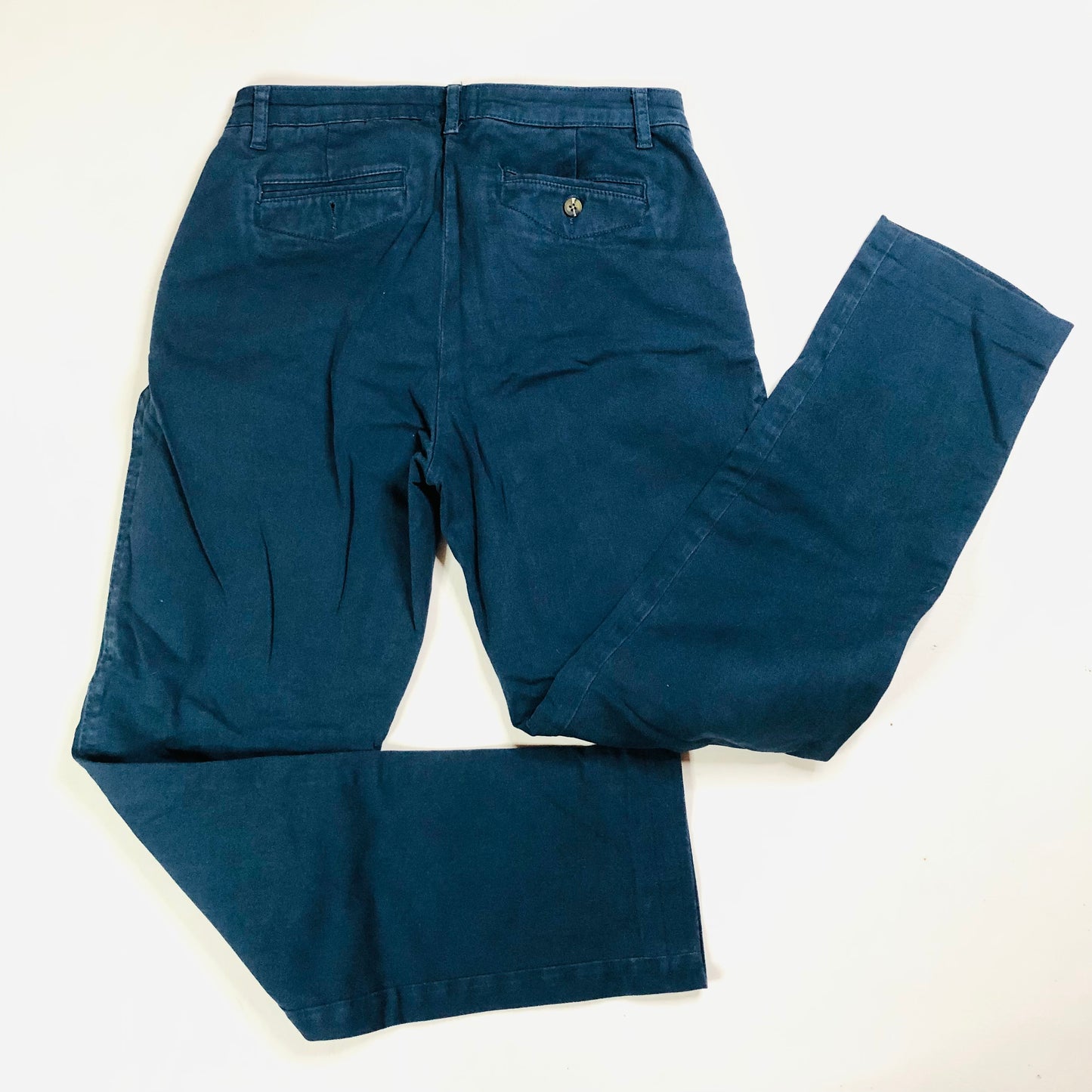 Jigsaw Ladies Navy Blue Cotton Casual Straight Leg Trousers Size UK 10