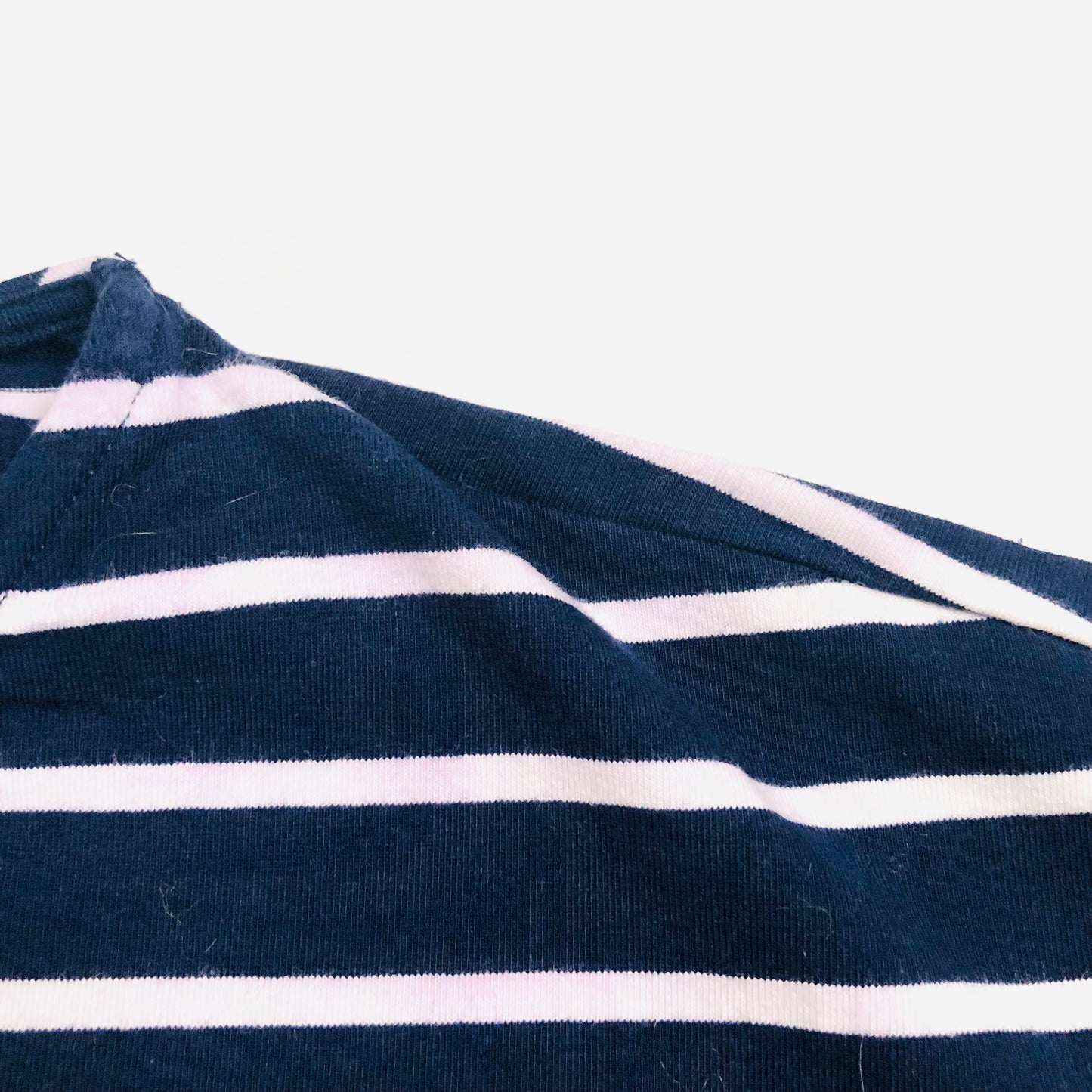Jaeger Navy Blue Breton Striped Short Sleeved Cotton Casual Top T-Shirt Size XS