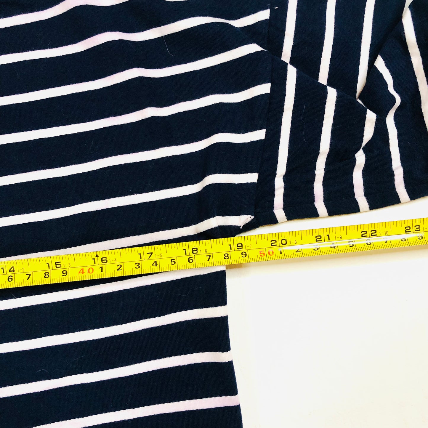 Jaeger Navy Blue Breton Striped Short Sleeved Cotton Casual Top T-Shirt Size XS