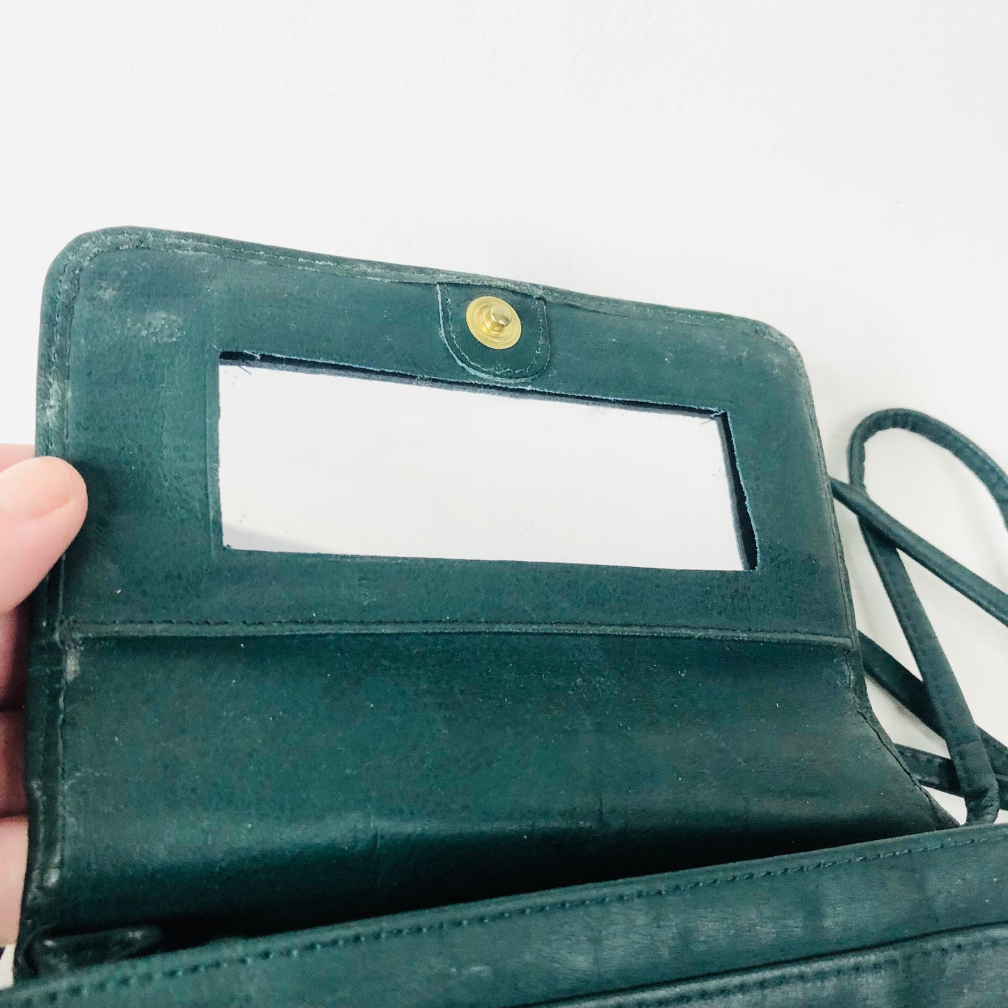 Vintage Orvis Hunter Green Leather Clutch Bag Belt Crossbody Bag With Attachable Purse