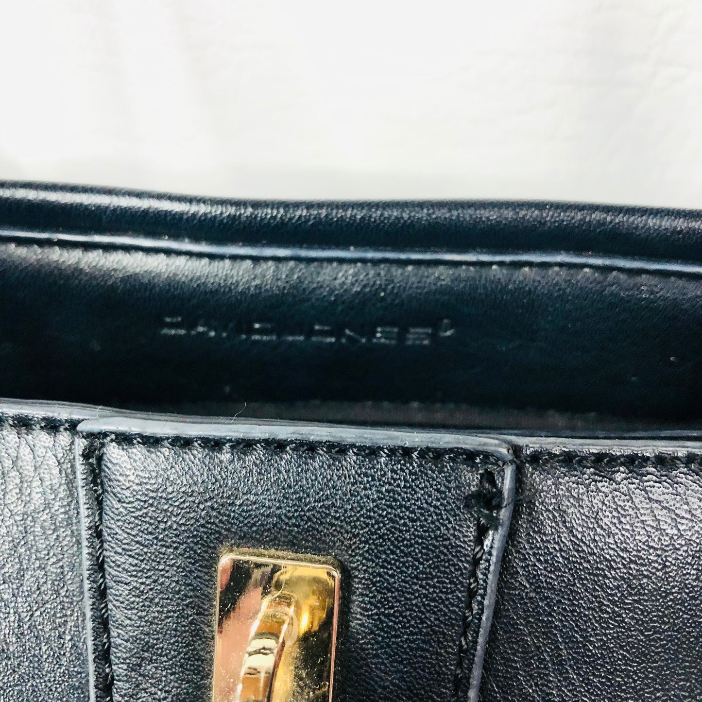 David Jones Black Faux Leather Satchel Handbag Tote Padlock Detail & Long Strap