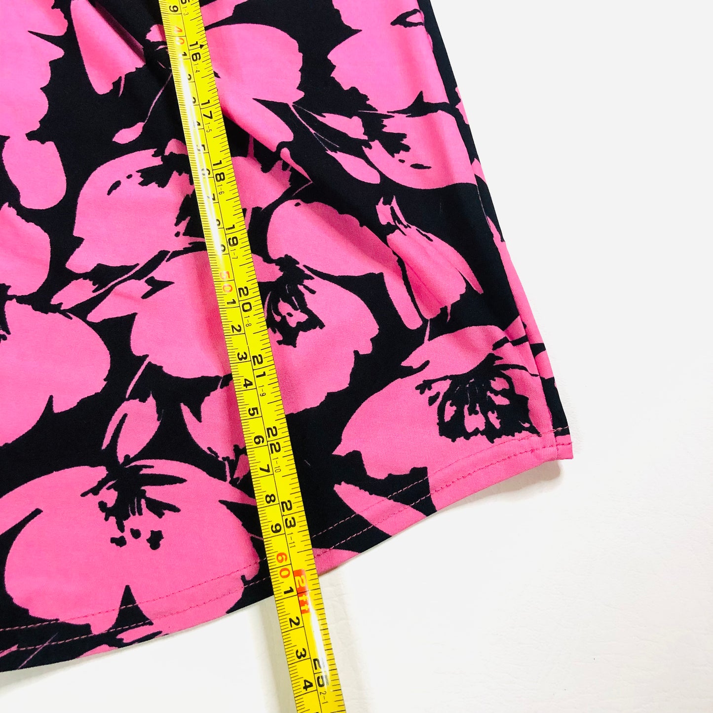 Bassini Black & Pink Floral 3/4 Sleeve Knot Front Blouse Top Size UK 14
