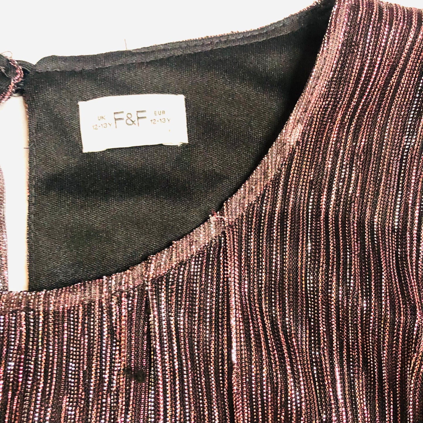 F&F Girls Pink Metallic Wide Leg Plisse Short Sleeve Jumpsuit Size 12-13 Years