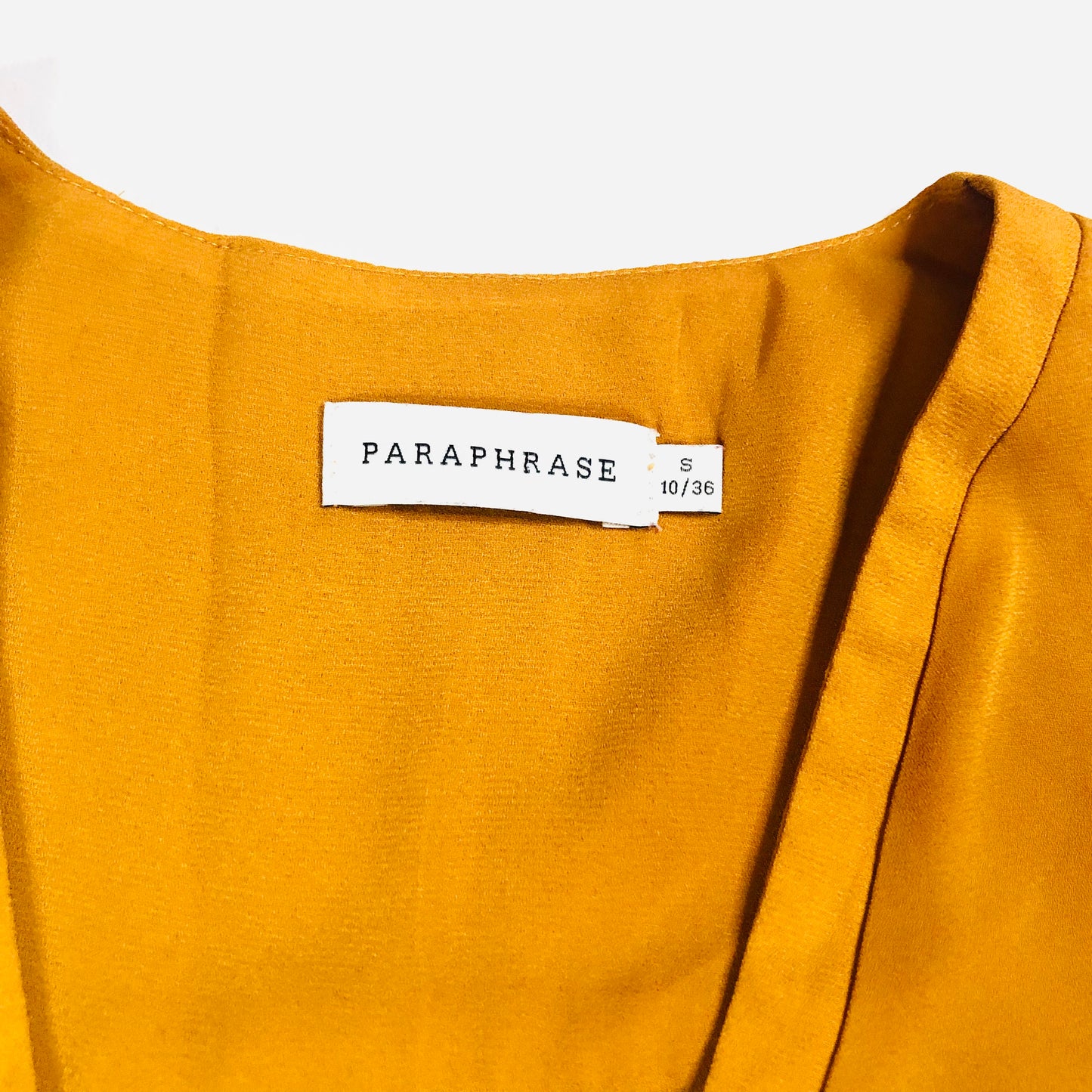 Paraphrase Mustard Yellow Loose Fit 3/4 Tie Sleeve V-Neck Blouse Top Size 10
