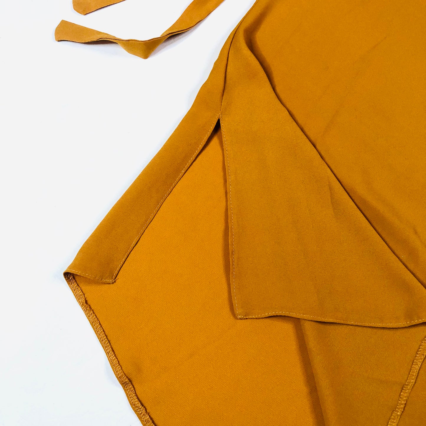 Paraphrase Mustard Yellow Loose Fit 3/4 Tie Sleeve V-Neck Blouse Top Size 10