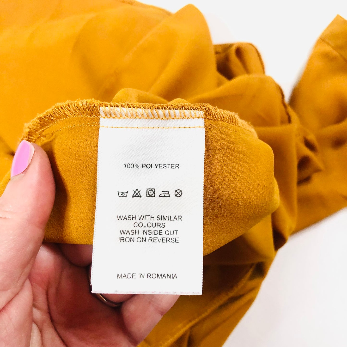 Paraphrase Mustard Yellow Loose Fit 3/4 Tie Sleeve V-Neck Blouse Top Size 10