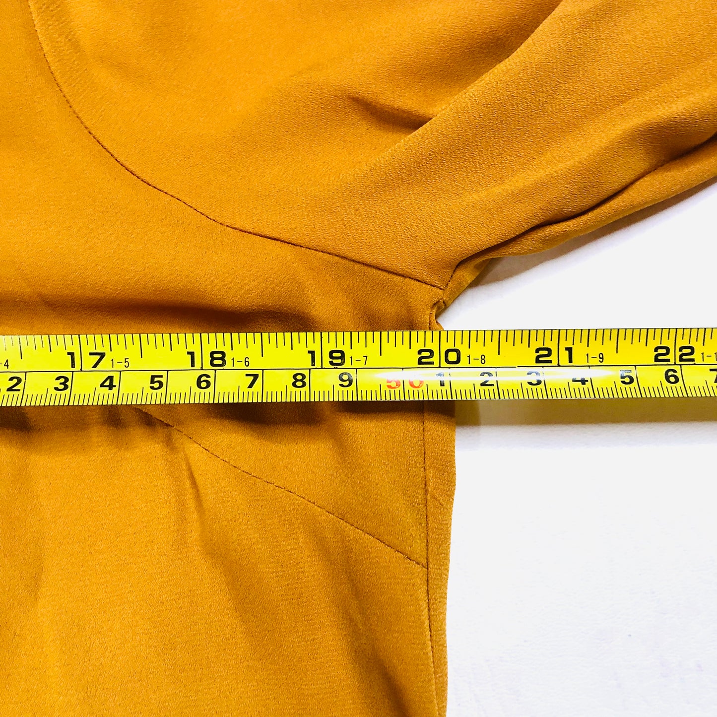 Paraphrase Mustard Yellow Loose Fit 3/4 Tie Sleeve V-Neck Blouse Top Size 10
