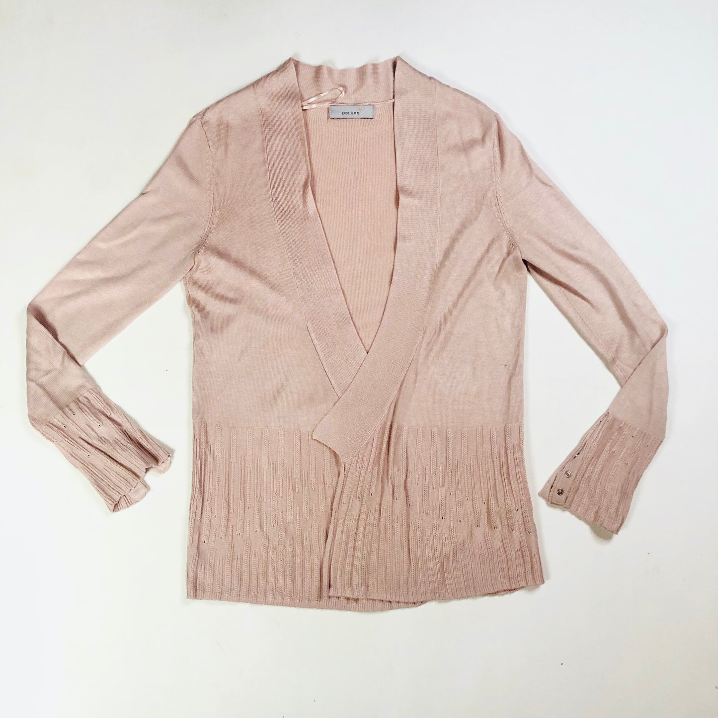 Per Una (M&S) Nude Blush Pink Soft Knit Open Long Sleeve Cardigan Size 8