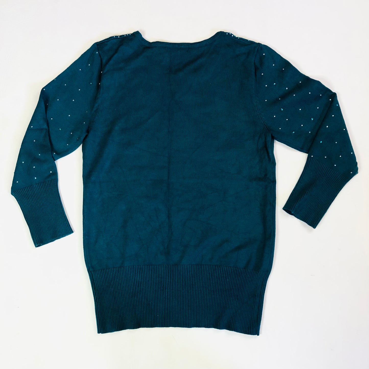 Roman Emerald Green Ladies Diamante Studded Jumper - Size 10 - Sparkle Knit