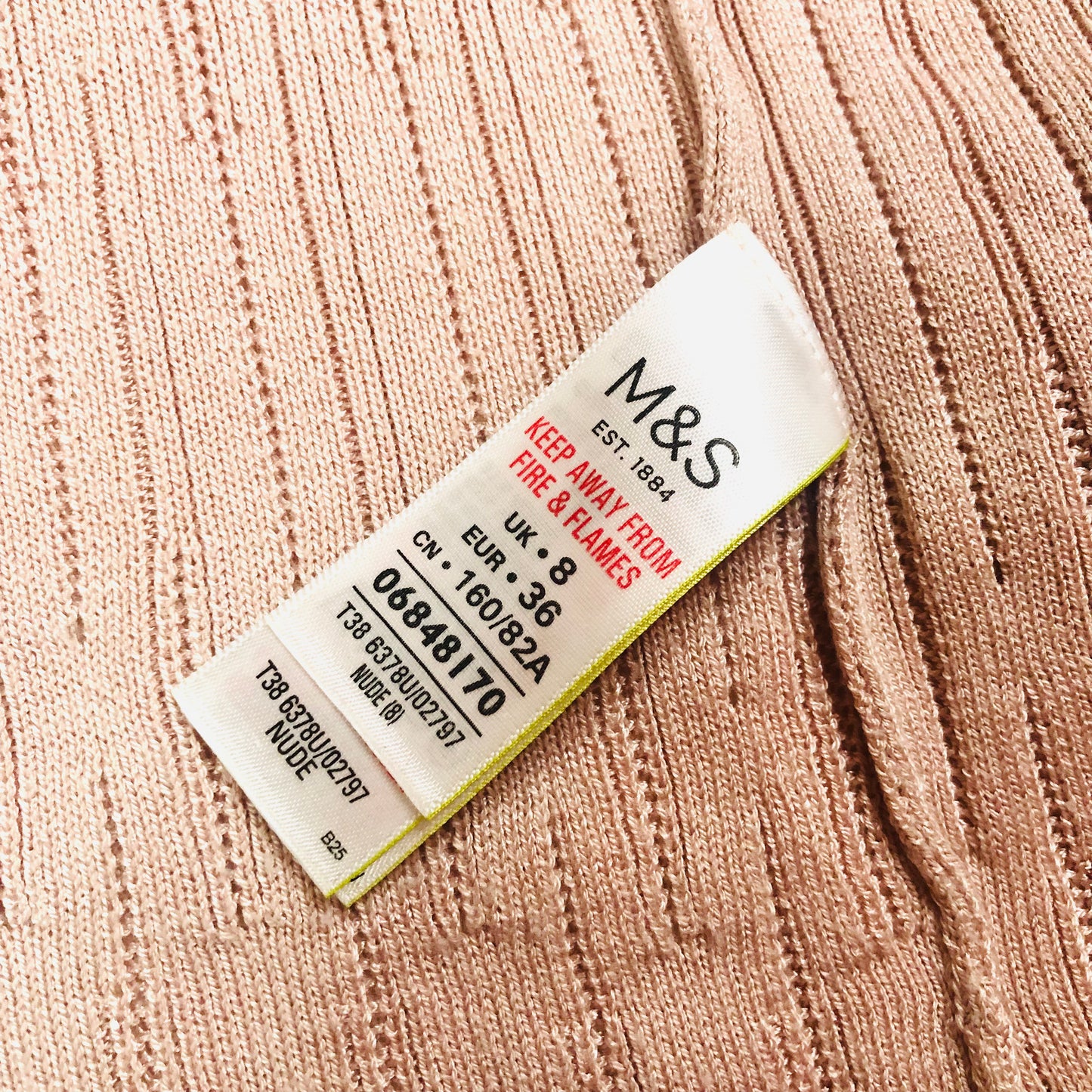 Per Una (M&S) Nude Blush Pink Soft Knit Open Long Sleeve Cardigan Size 8