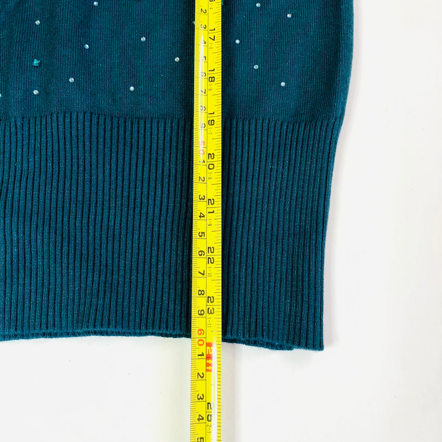 Roman Emerald Green Ladies Diamante Studded Jumper - Size 10 - Sparkle Knit