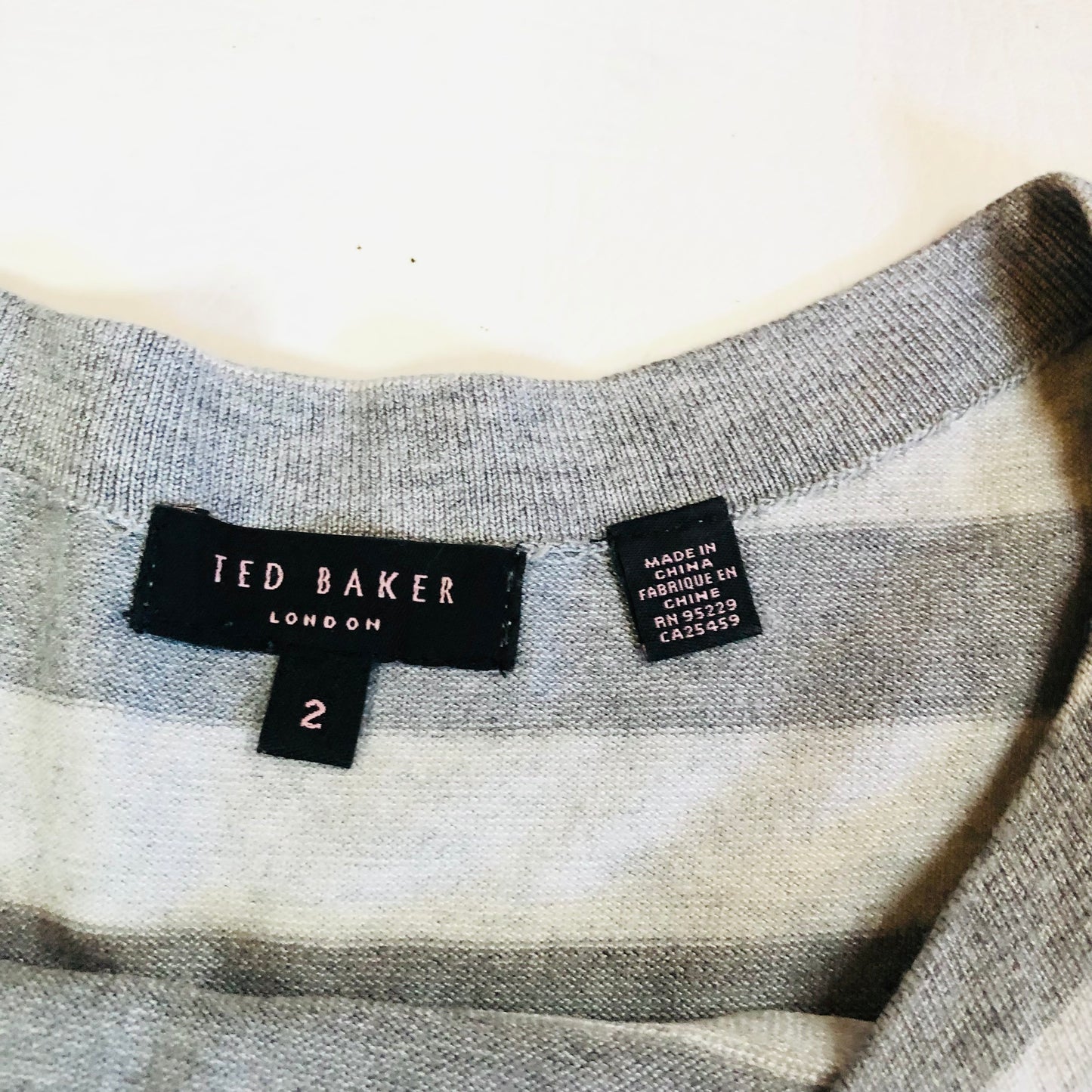 Ted Baker Black & Grey & Purple Striped Knit Bodycon Dress Size 2 (UK 10)