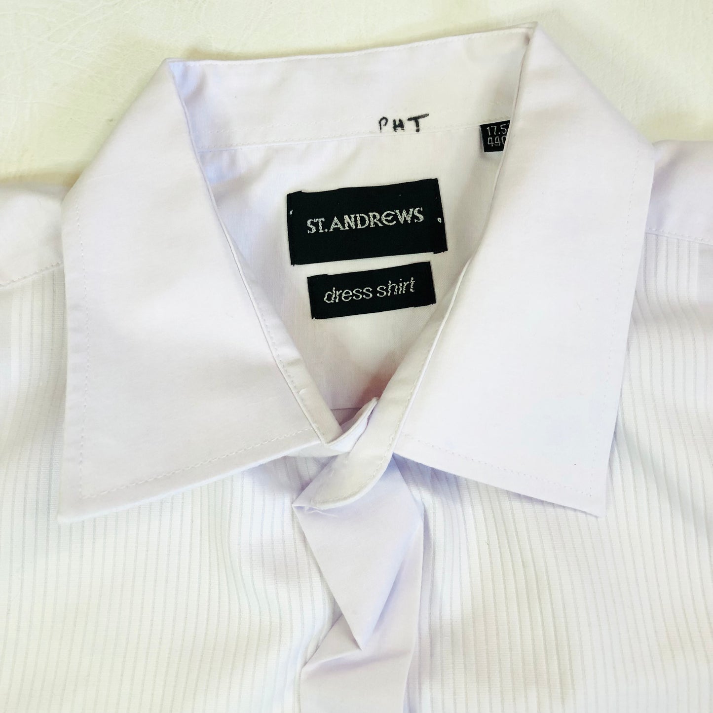 St Andrews White Polycotton Men’s Formal Long Sleeve Dress Shirt Size 17.5in