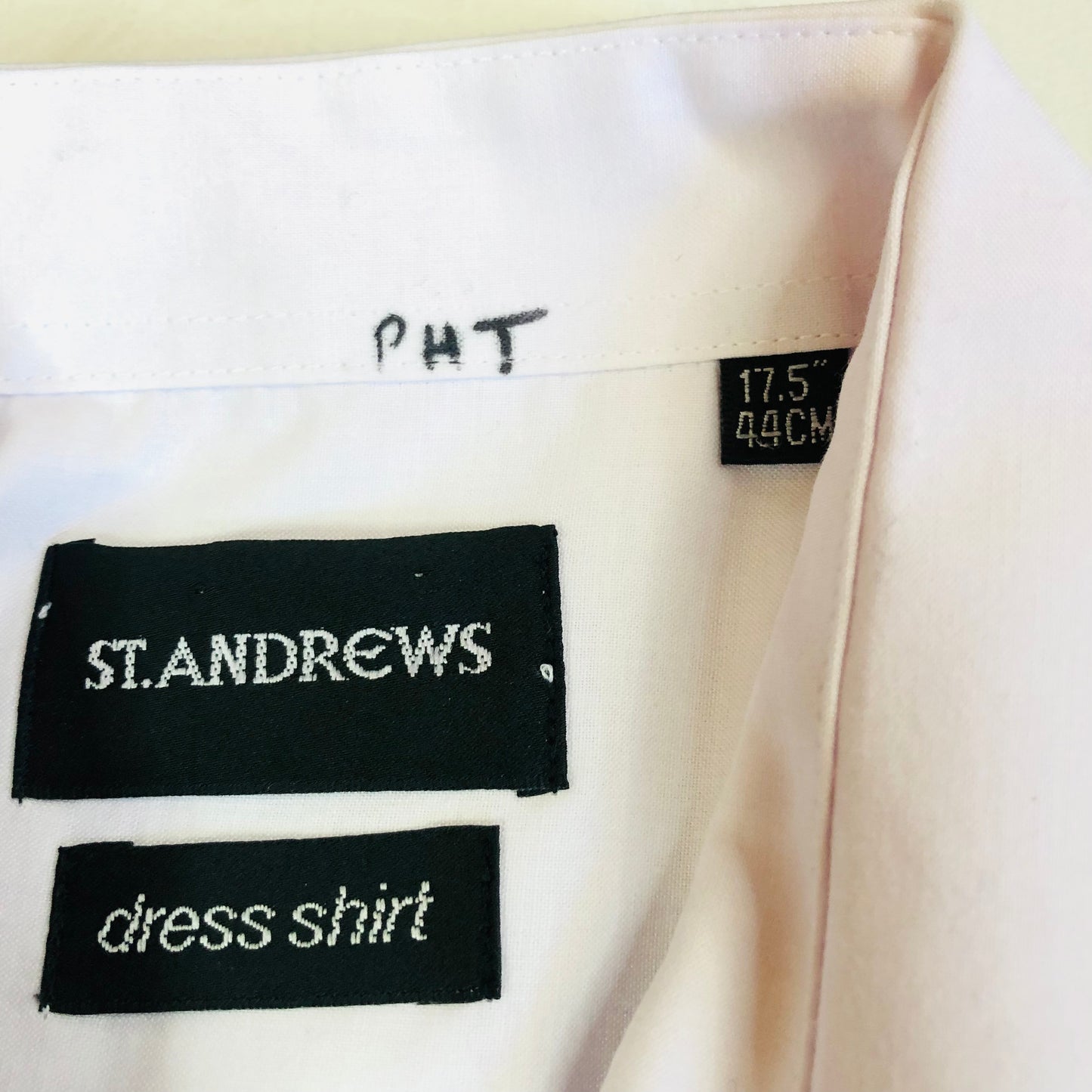 St Andrews White Polycotton Men’s Formal Long Sleeve Dress Shirt Size 17.5in